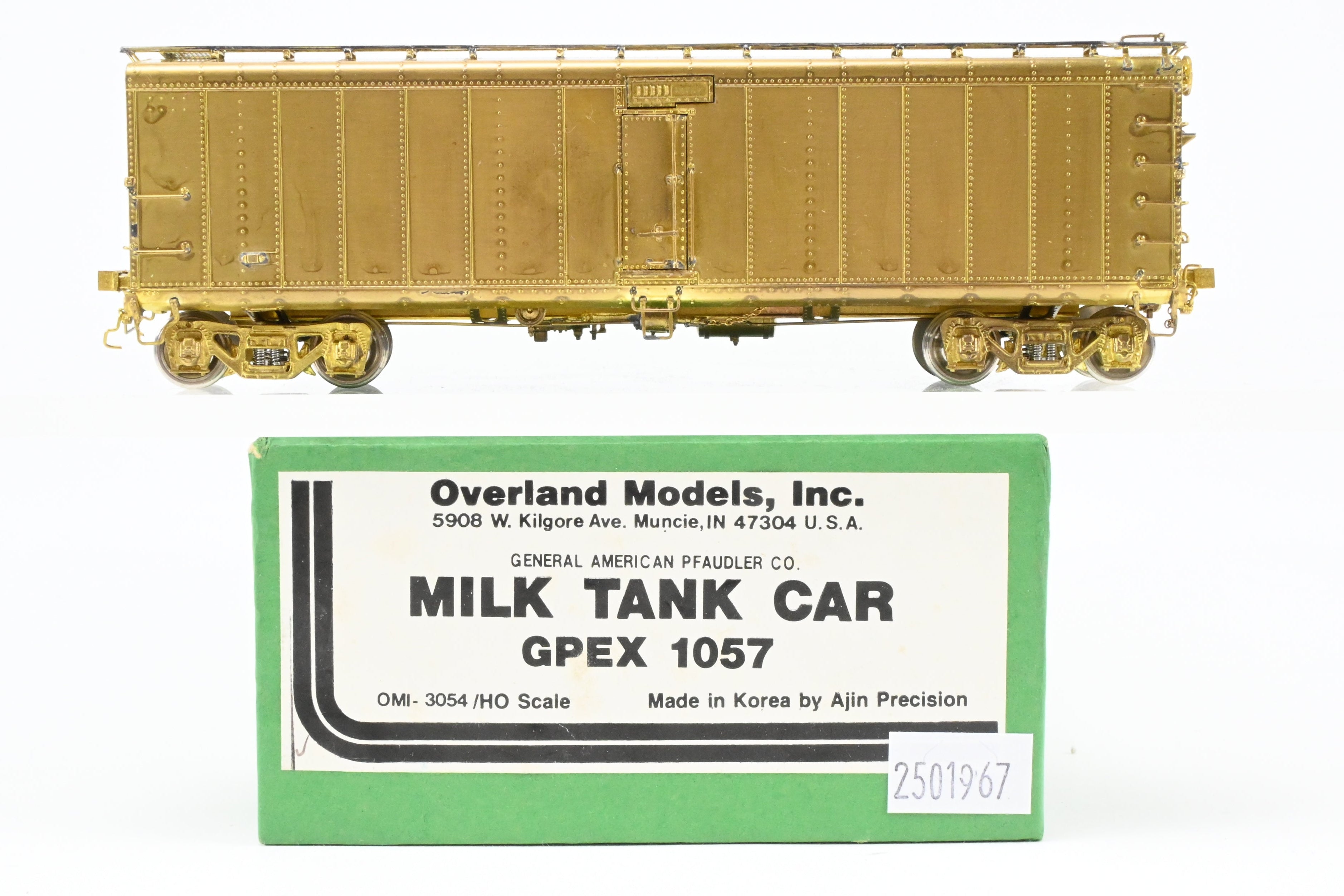 HO Scale Brass 40-Foot Pfaudler Milk Tank Car by Overland Models, Inc. (OMI) for Various Roads - Model Number 1057