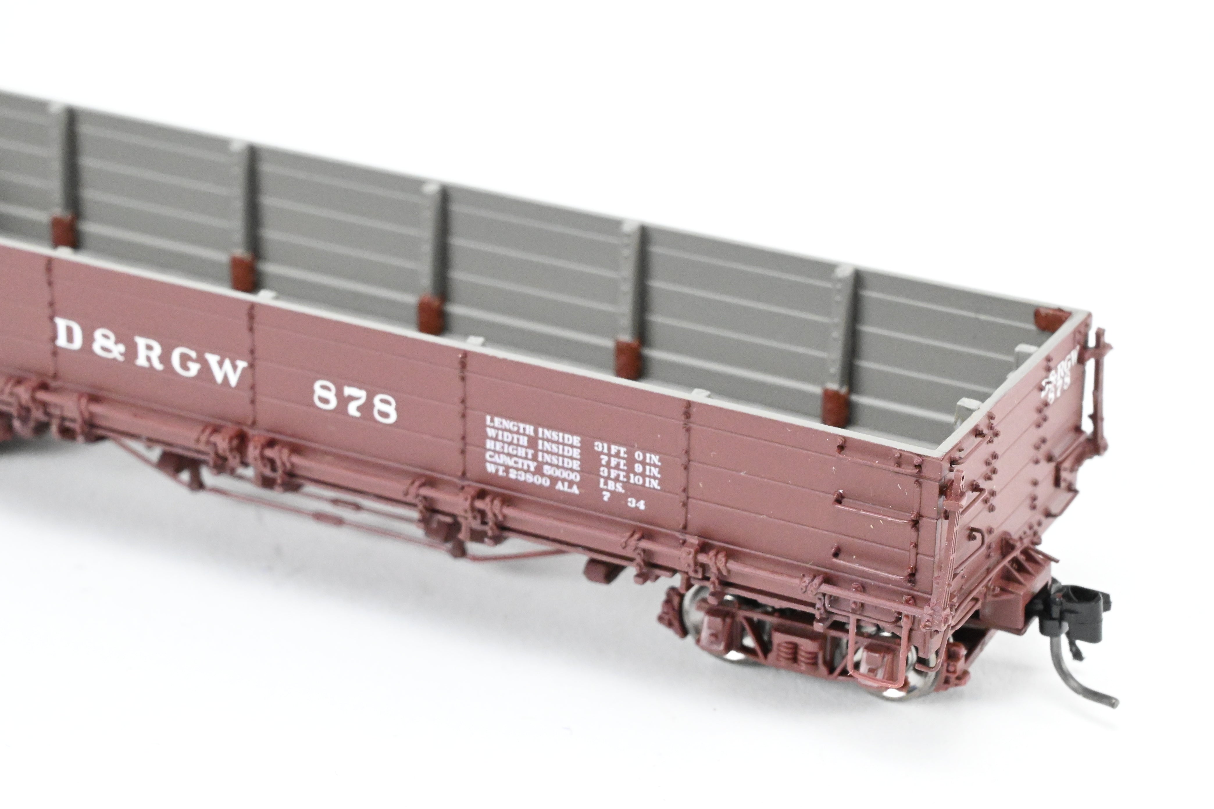 HOn3 Blackstone Models D&RGW - Denver & Rio Grande Western Brown Drop - Bottom Gondola No. 878