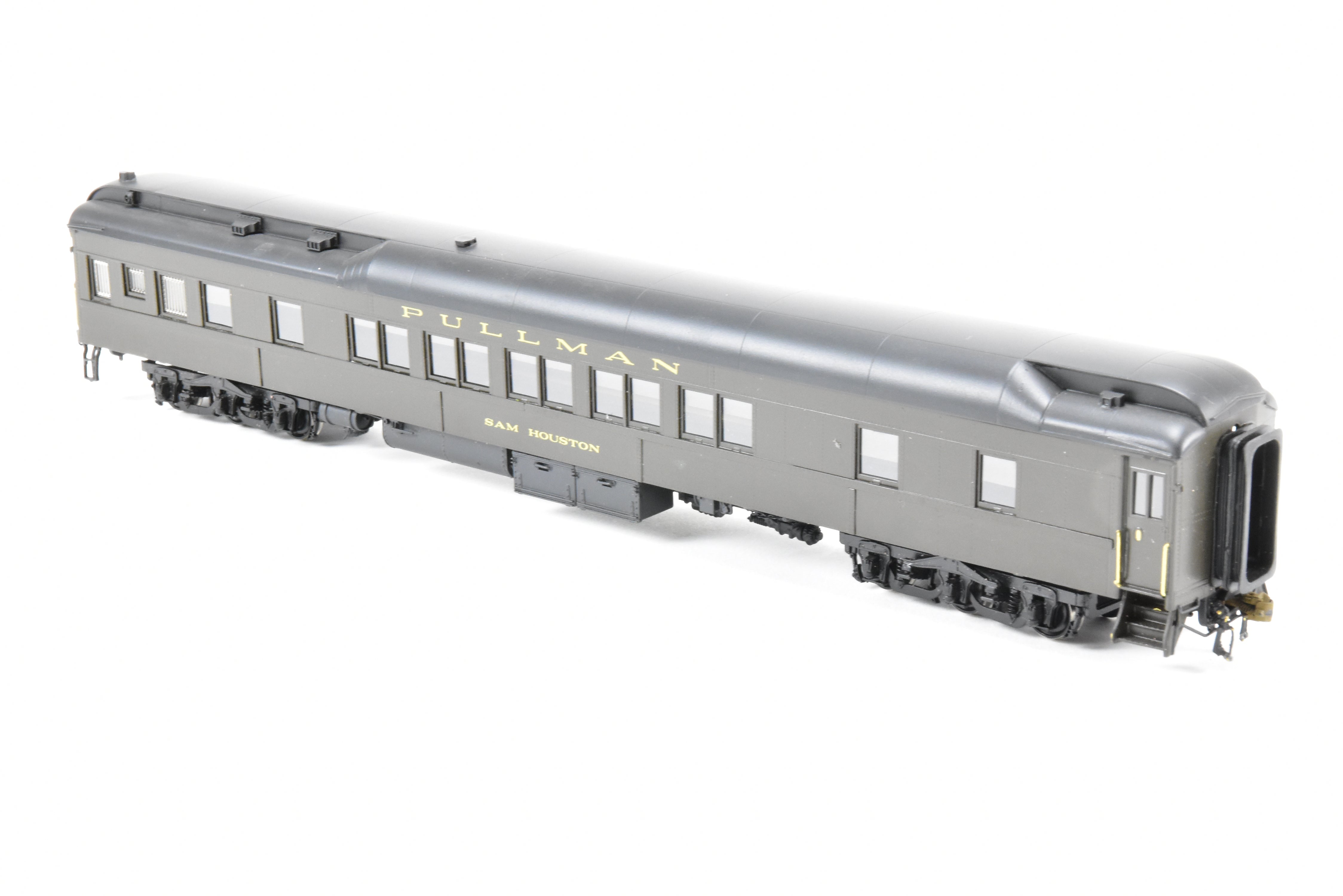 HO Scale Brass Precision Scale Co. (PSC) Pullman 80-Foot Sleeper Model with 10-1-2 Plan 4074 and Single Vestibule, Mechanically Air-Lettered 'Sam Houston'