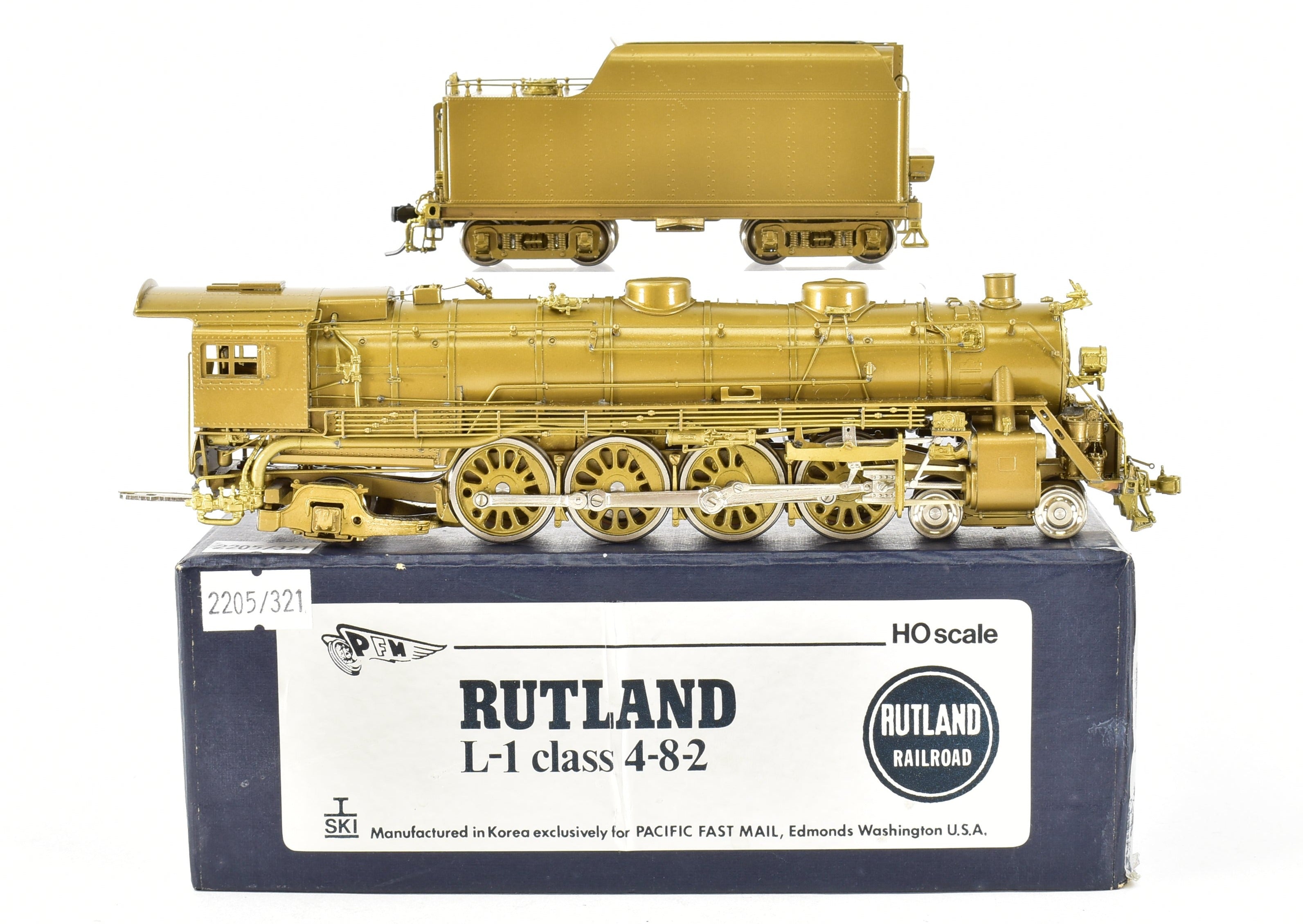 HO Scale Brass PFM SKI Rutland Railroad L-1 Class 4-8-2 Mountain Model