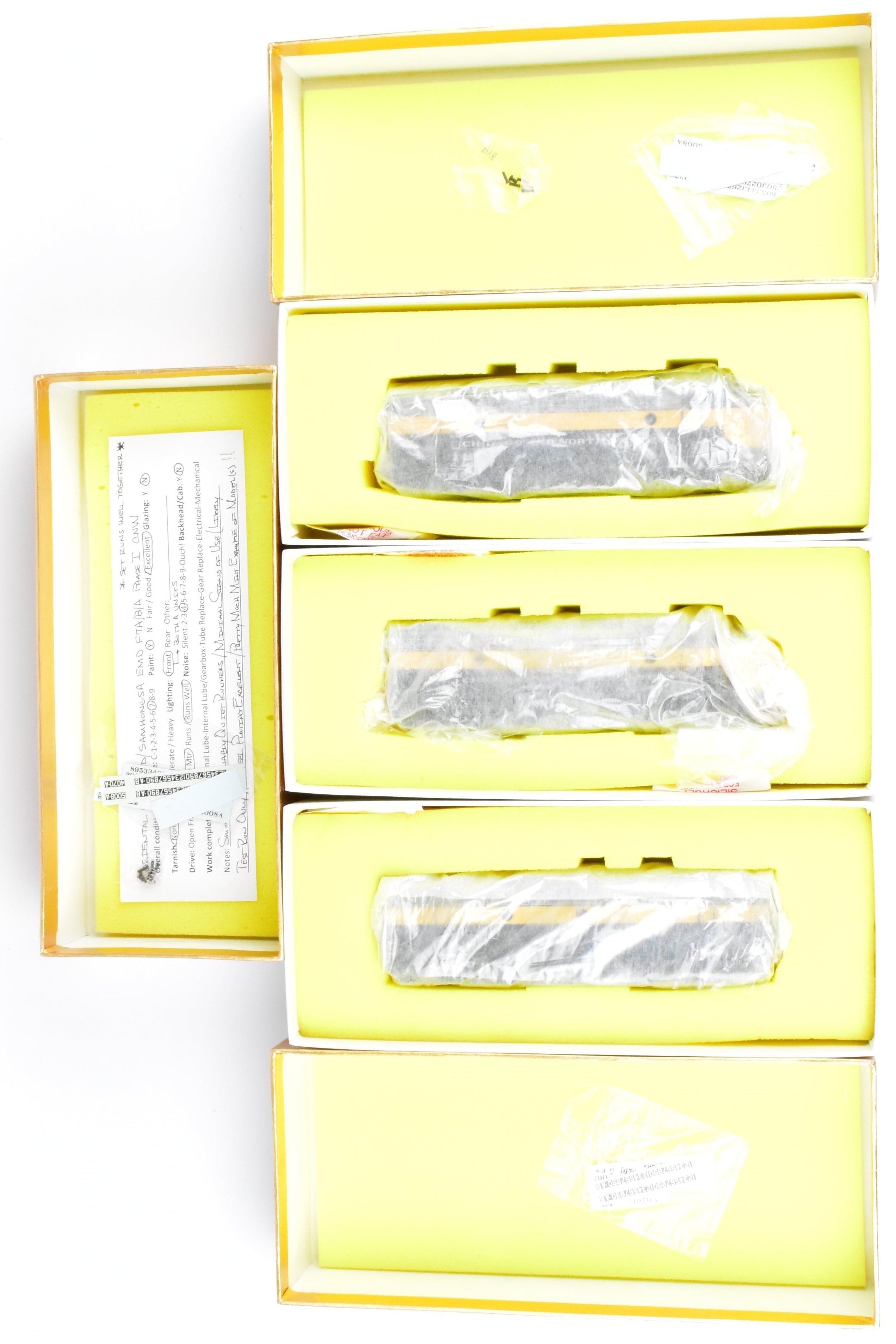 High - Quality HO Scale Brass Model Train Set - Chicago and Northwestern EMD F7A/F7B/F7A Phase I 1500 HP 3 - Unit Set in Freight Scheme by Oriental Limited
