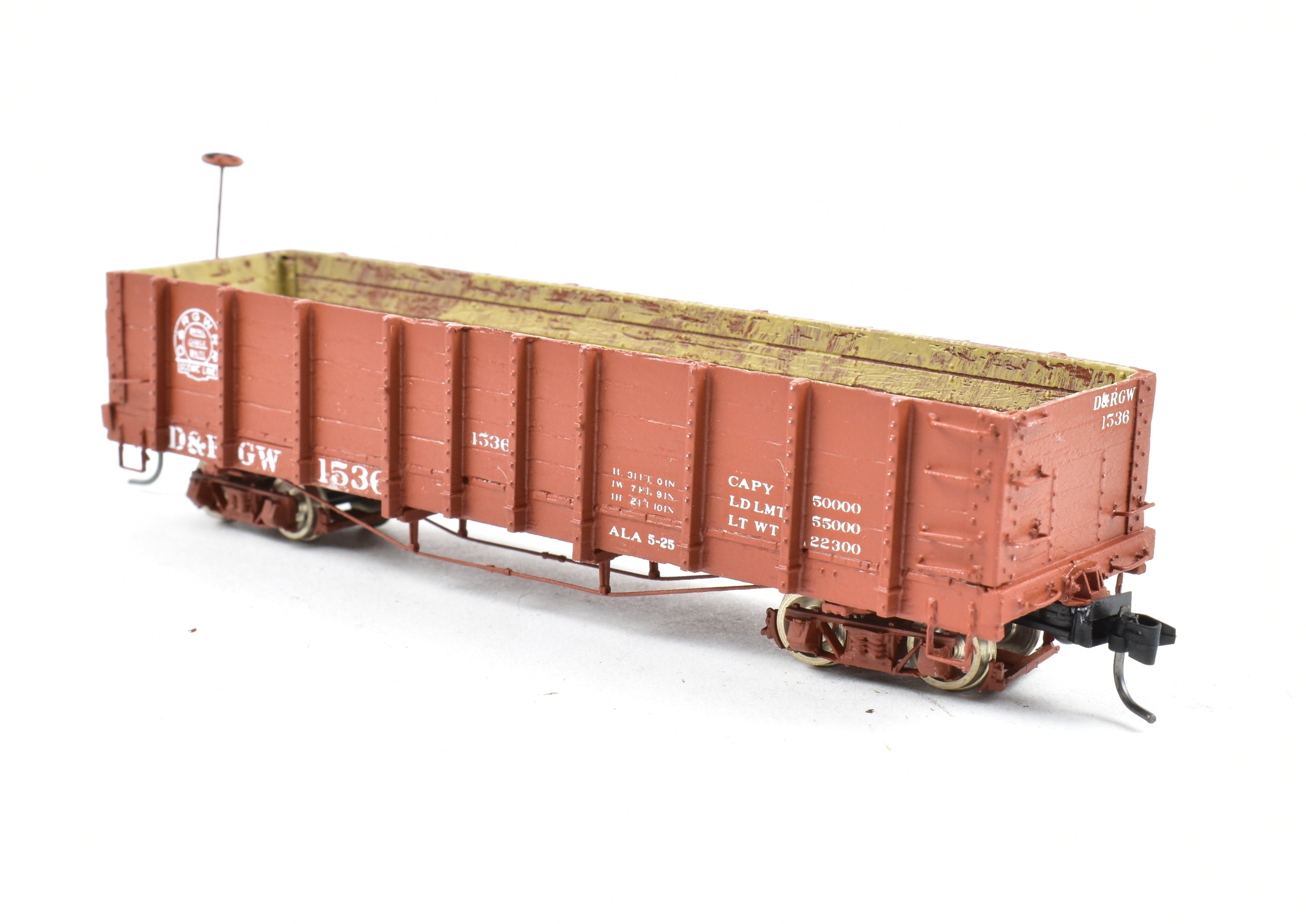 1930s HOn3 Scale Pro - Built Denver & Rio Grande Western (D&RGW) Gondola Model by Leadville Supply Company, Herald #1536