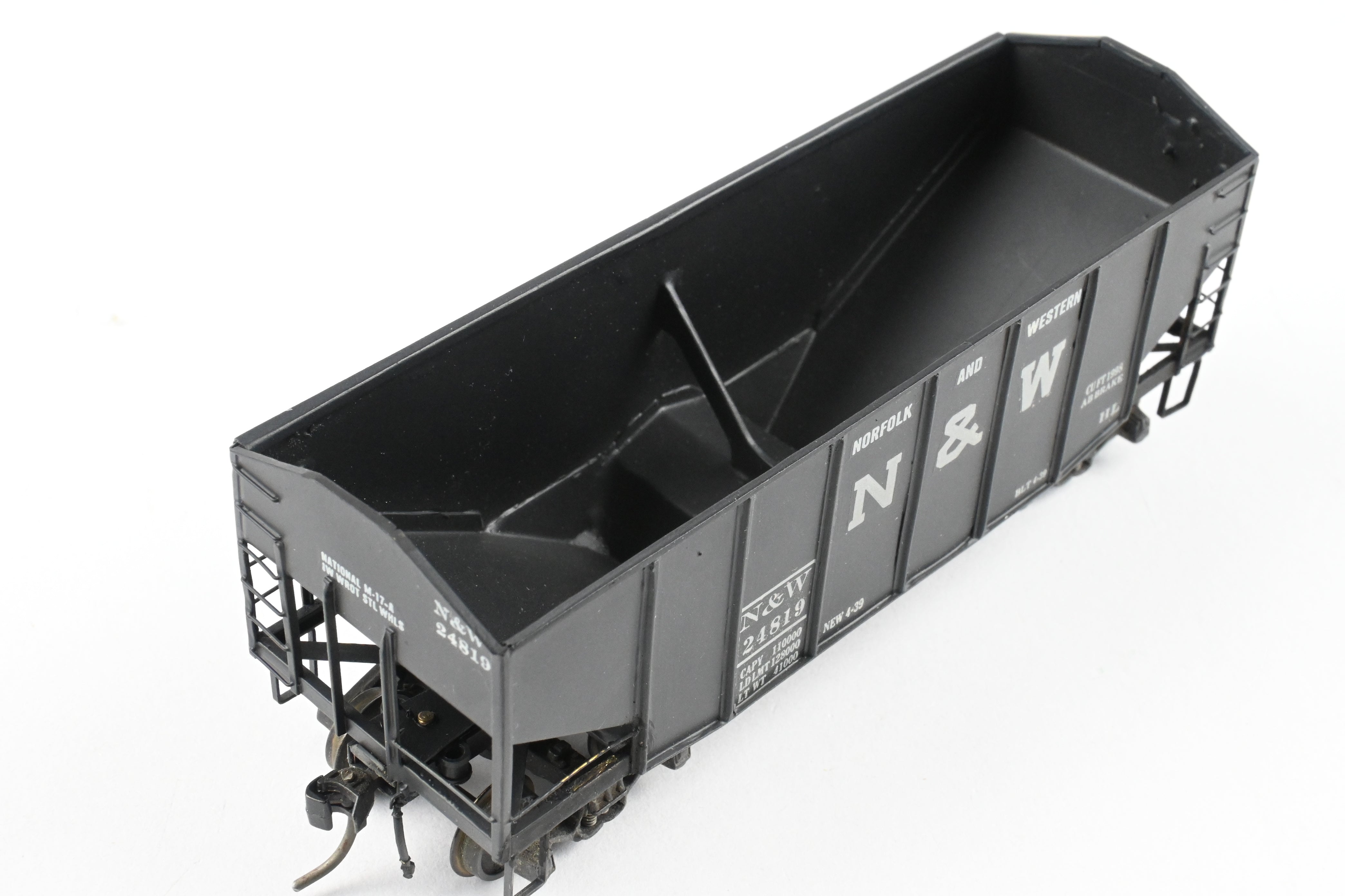 HO Scale Brass Custom Painted N&W (Norfolk & Western) 55-Ton 2-Bay Hopper Model for N&W Coal Trains - REBOXX Packaging