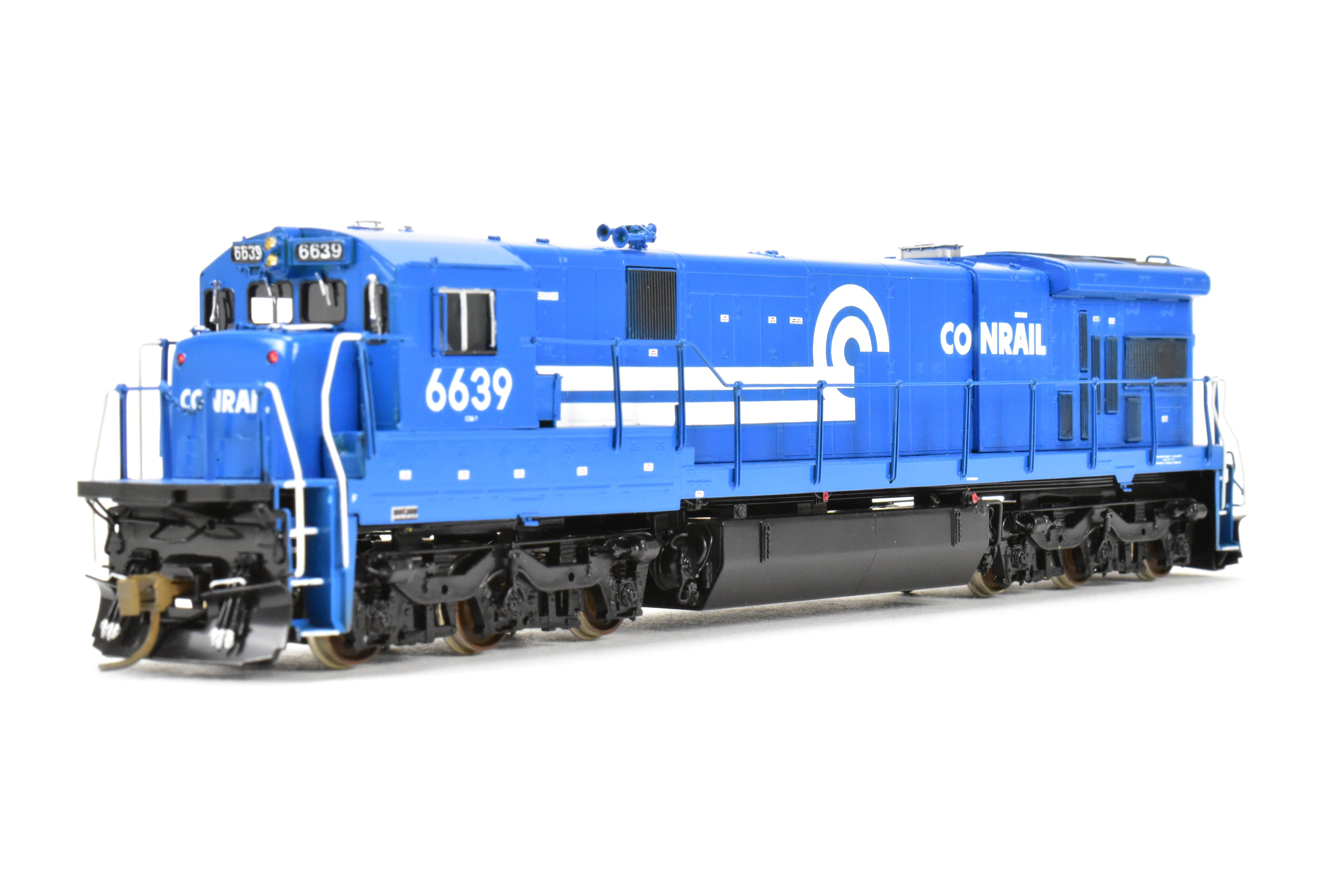 HO Scale Brass Model Train - Overland Models Inc. Conrail GE C36 - 7 Locomotive with Anti - Climber Front Porch, Professionally Painted, Number 6639