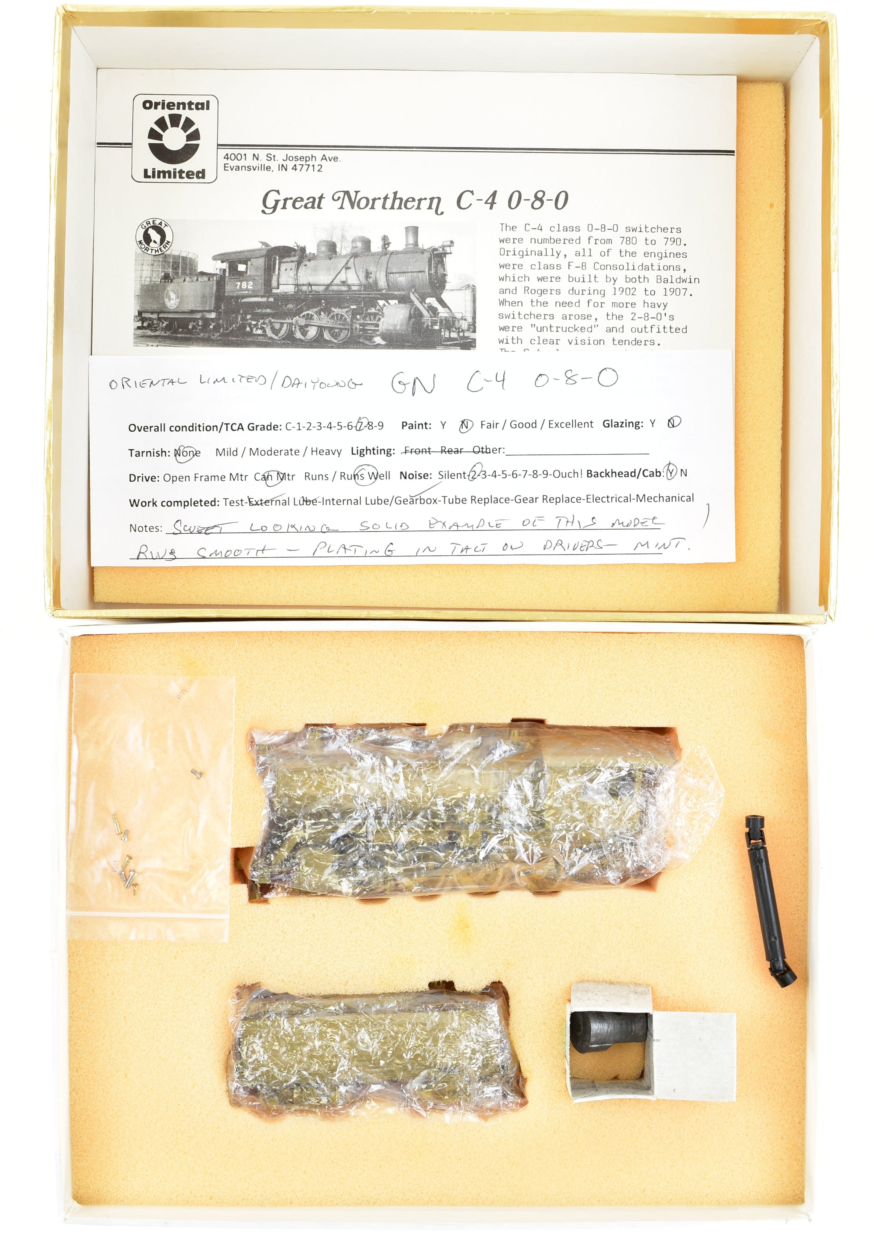 HO Brass Oriental Limited GN Great Northern Class C - 4 0 - 8 - 0 High - Detail Switcher