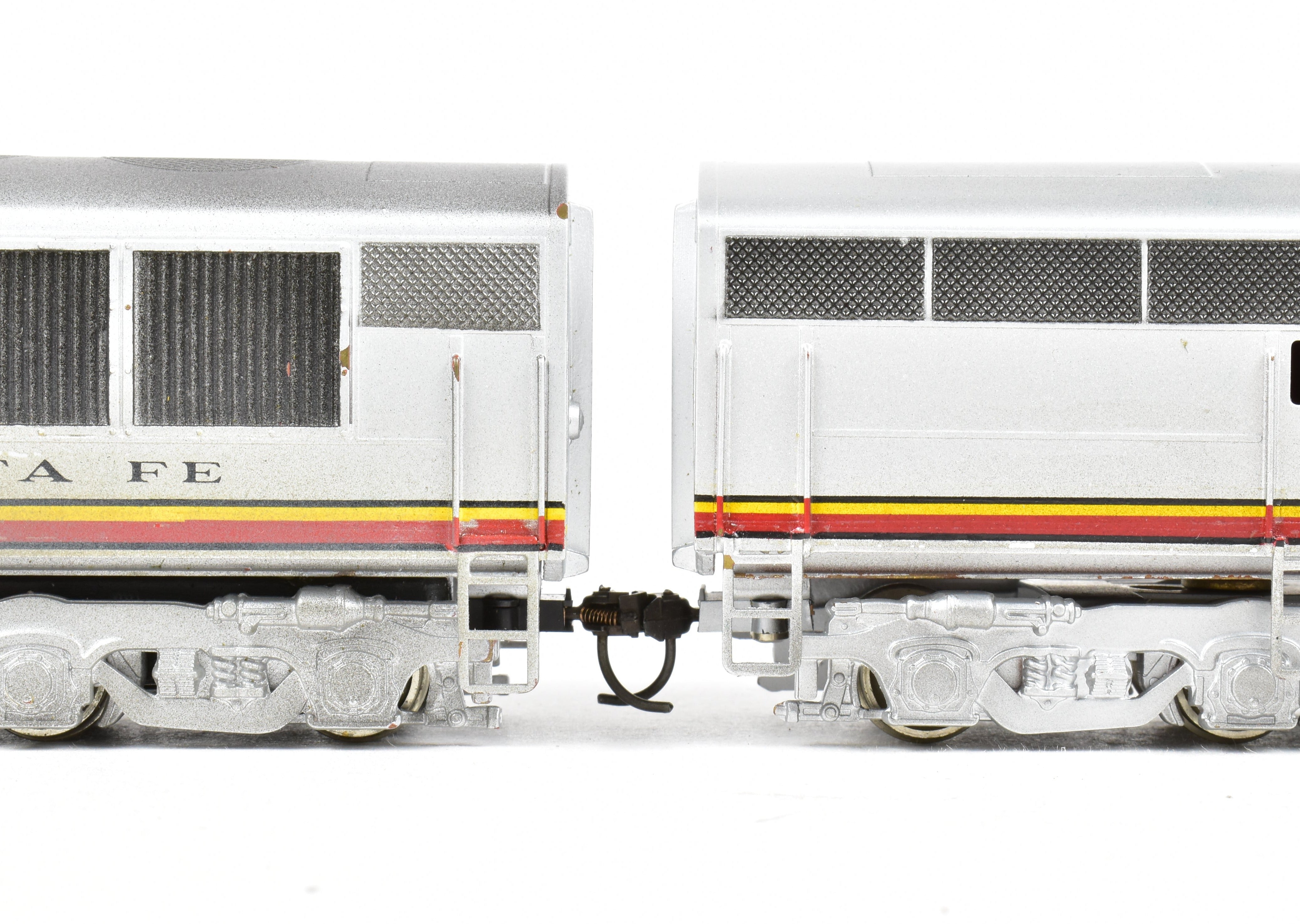 HO Scale Brass Red Ball AT&SF - Santa Fe Fairbanks Morse FM Erie Built A-B-A Set Model Trains with Custom Painted Finish and Can Motor Upgrades