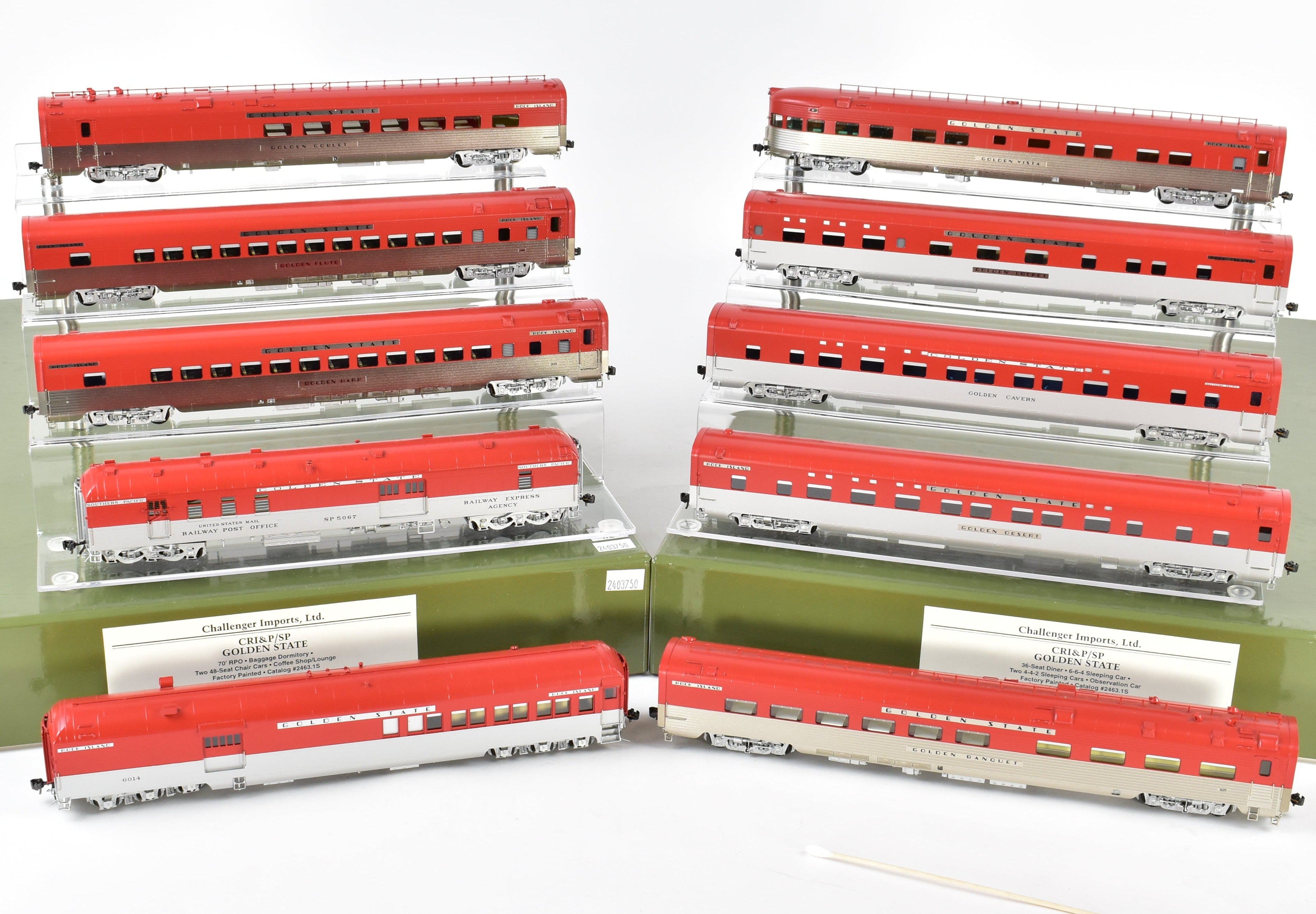 HO Brass 10-Car Passenger Set by Challenger Imports, Factory Painted