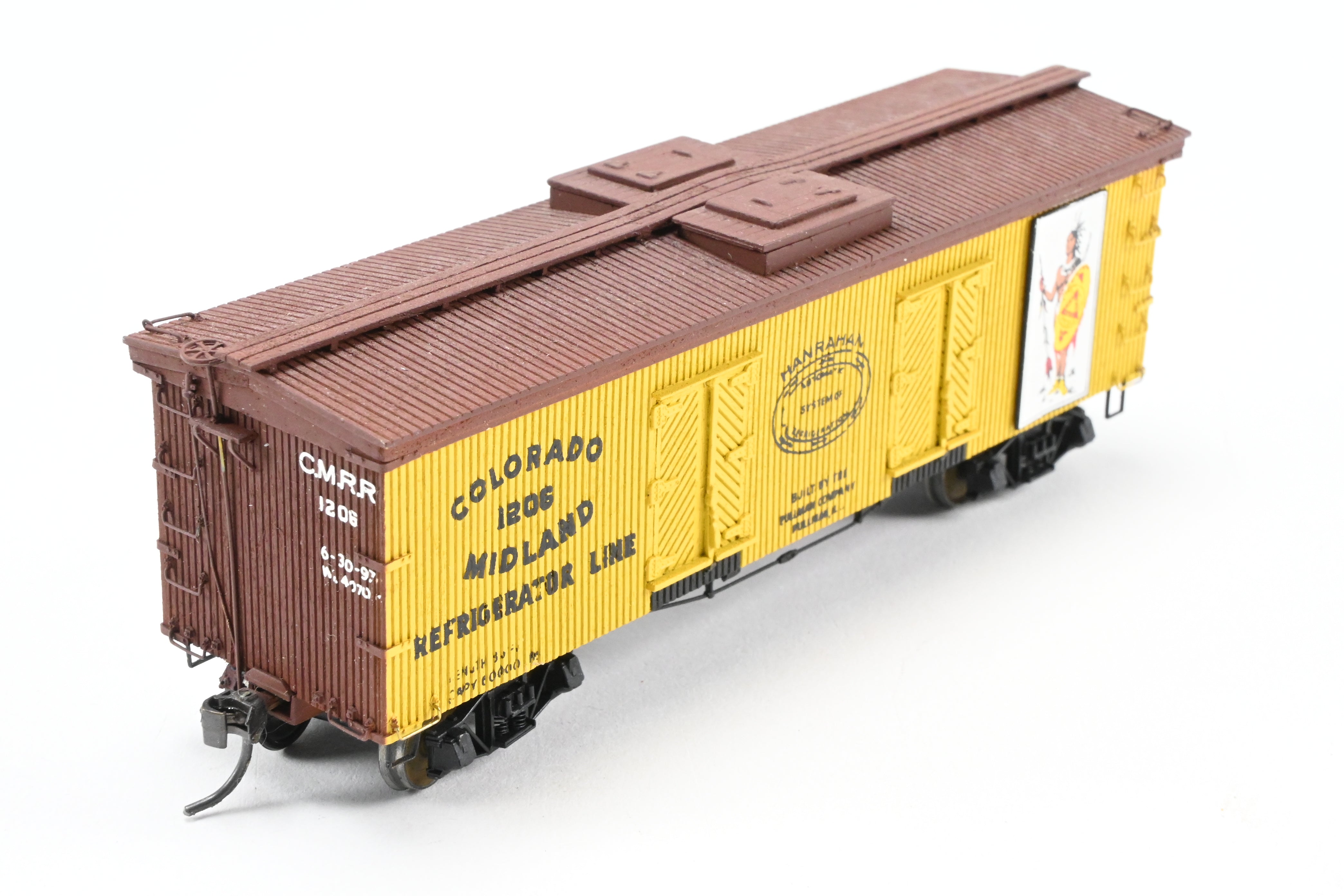 HO Scale La Belle Woodworking Colorado Midland 36-Foot Wood-Sided Refrigerator Car Model - Fully Assembled and Professionally Painted
