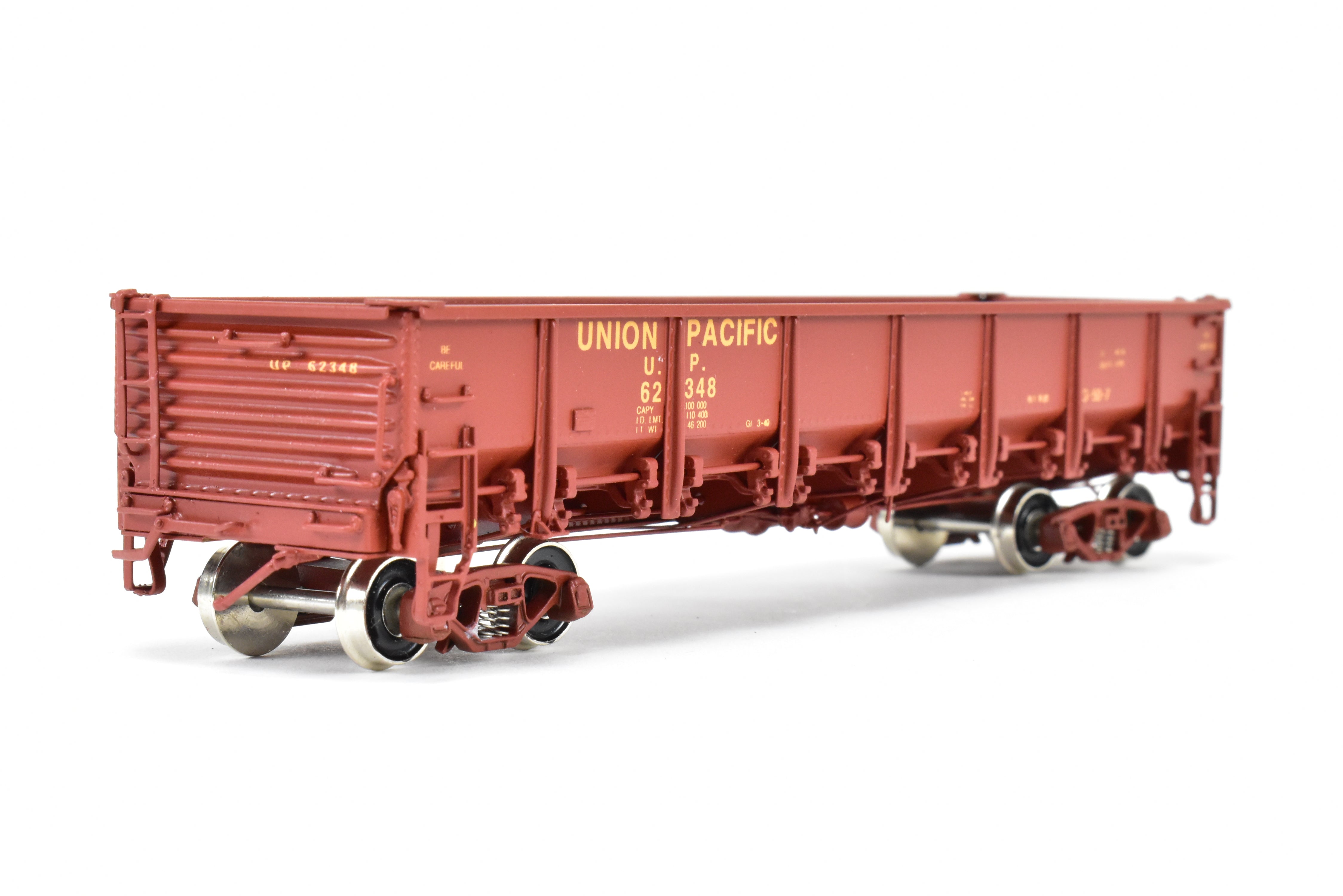 HO Scale Brass Challenger Imports Union Pacific Class G50 - 7 Drop Bottom Gondola Model, Version 2 with Rivet Side Sheets, Factory - Painted and Numbered FP #62348