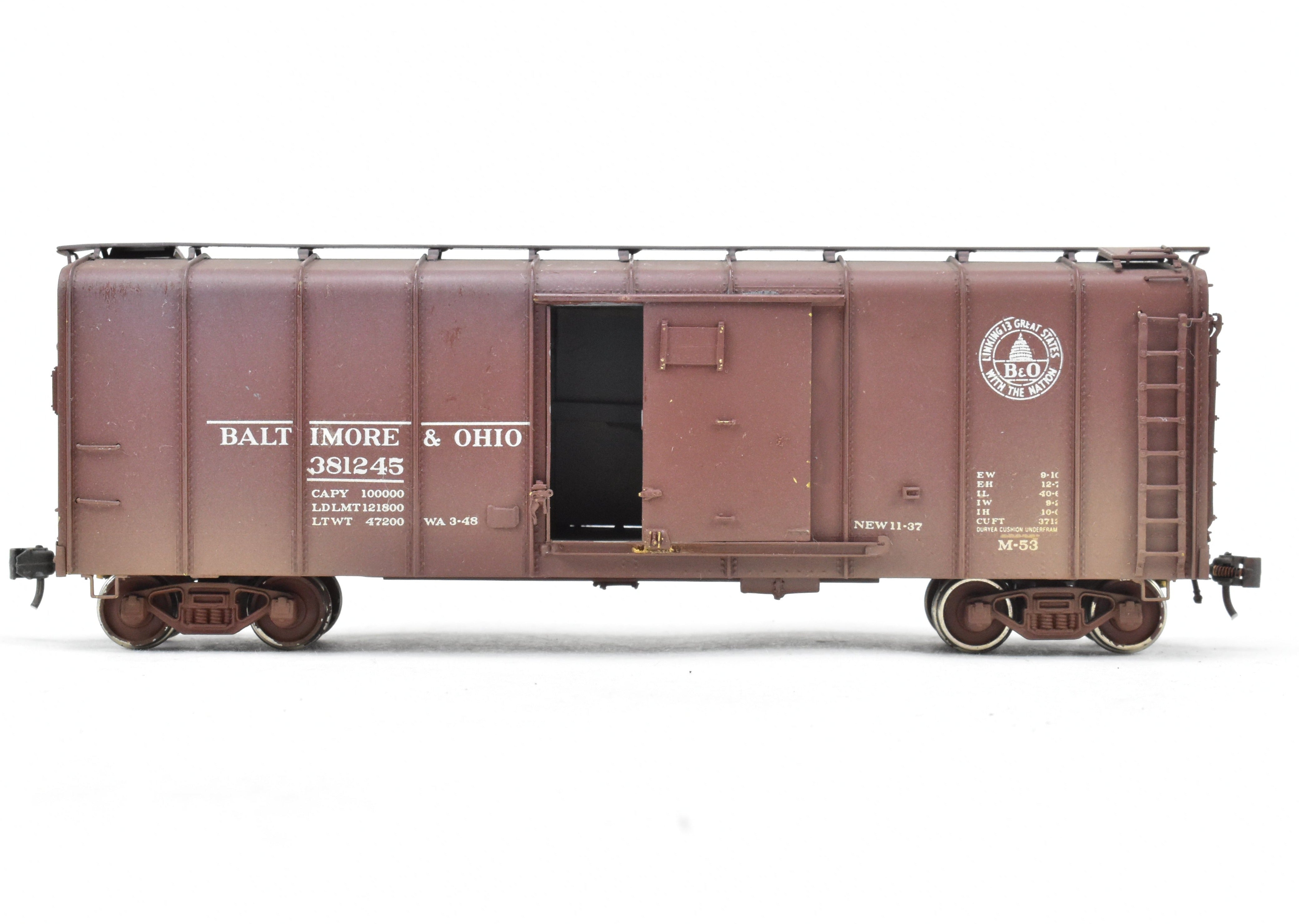 HO Brass OMI B&O M-53 Weathered Wagon Top Boxcar by Overland Models
