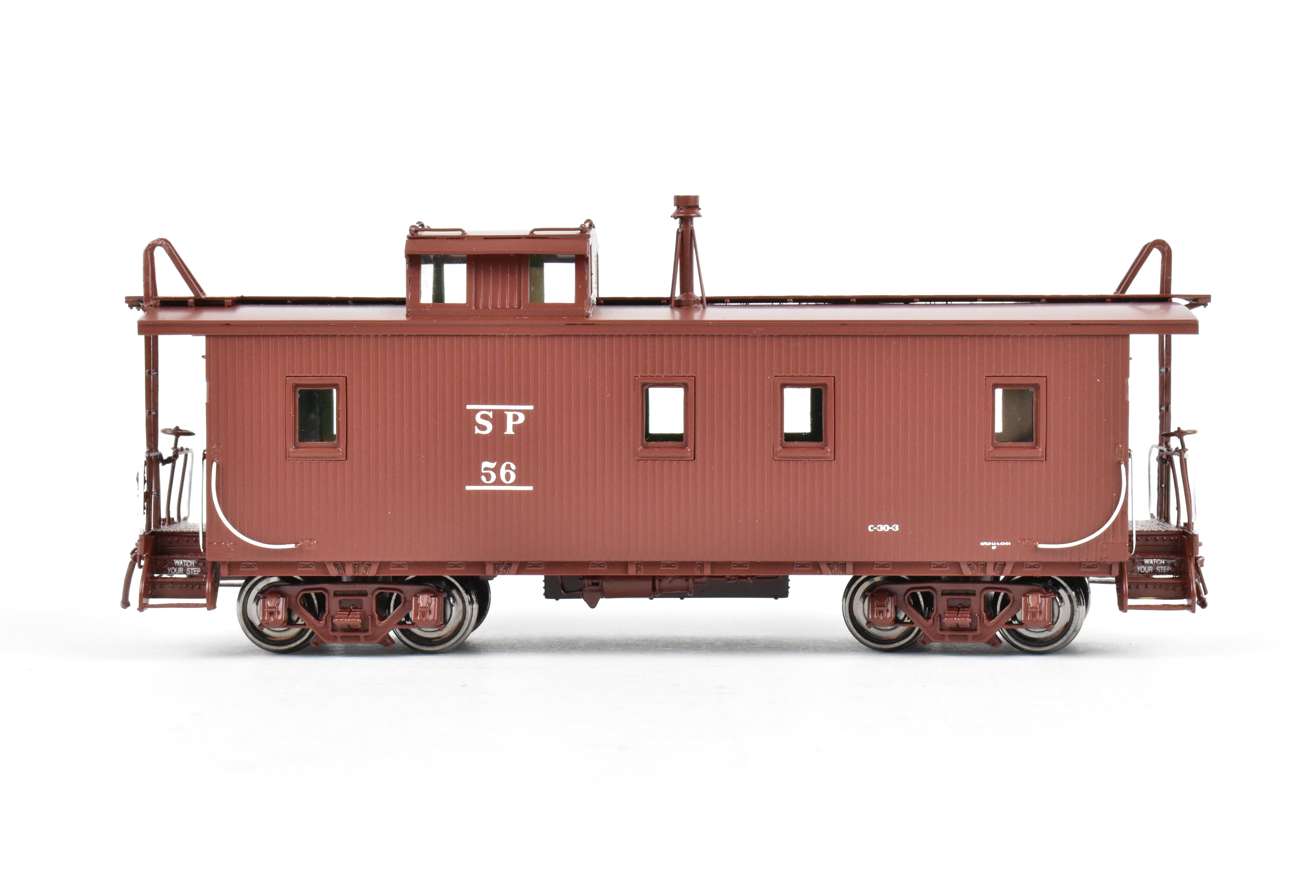 HO Scale Brass CIL - Challenger Imports Southern Pacific Wood Side Caboose Model with Slant Side Cupola, Class C - 30 - 3, Freight Car No. 56