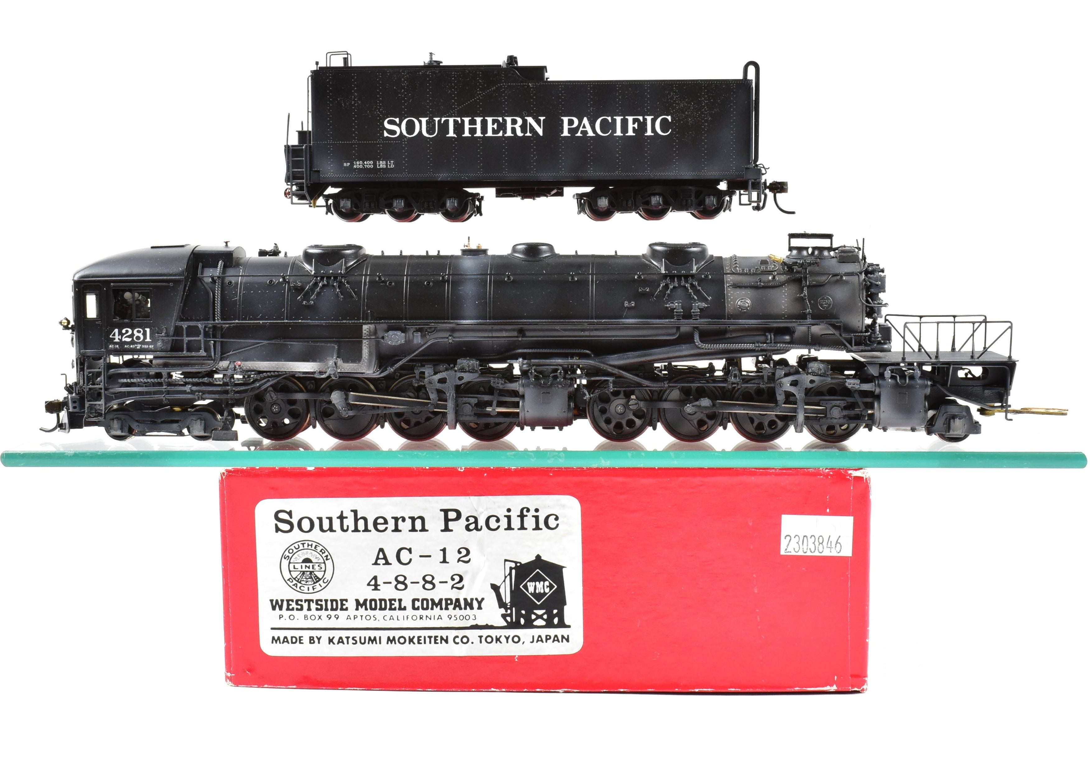 HO Brass Westside Model Co. SP AC - 12 4 - 8 - 8 - 2 Cab Forward Pro - Painted No. 4281 w/ Light Wear