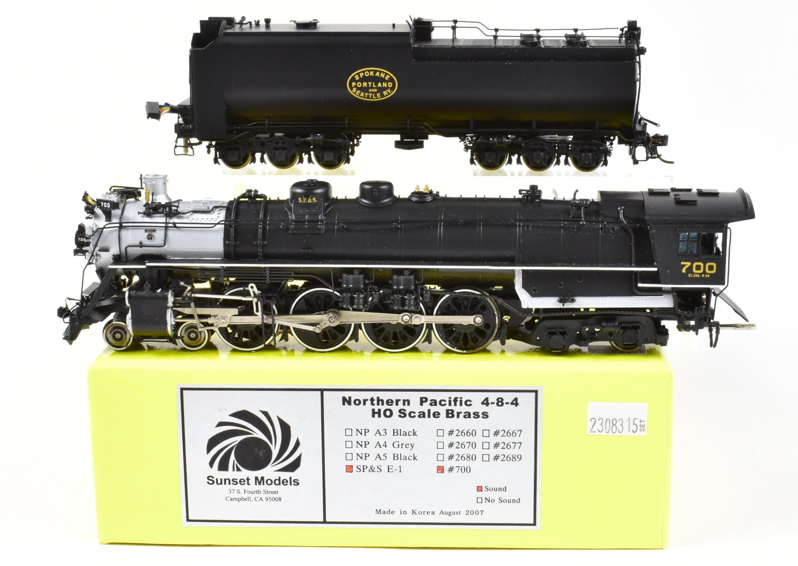 Sunset Models HO Brass SP&S E-1 4-8-4 FP #700 with QSI DCC & Sound