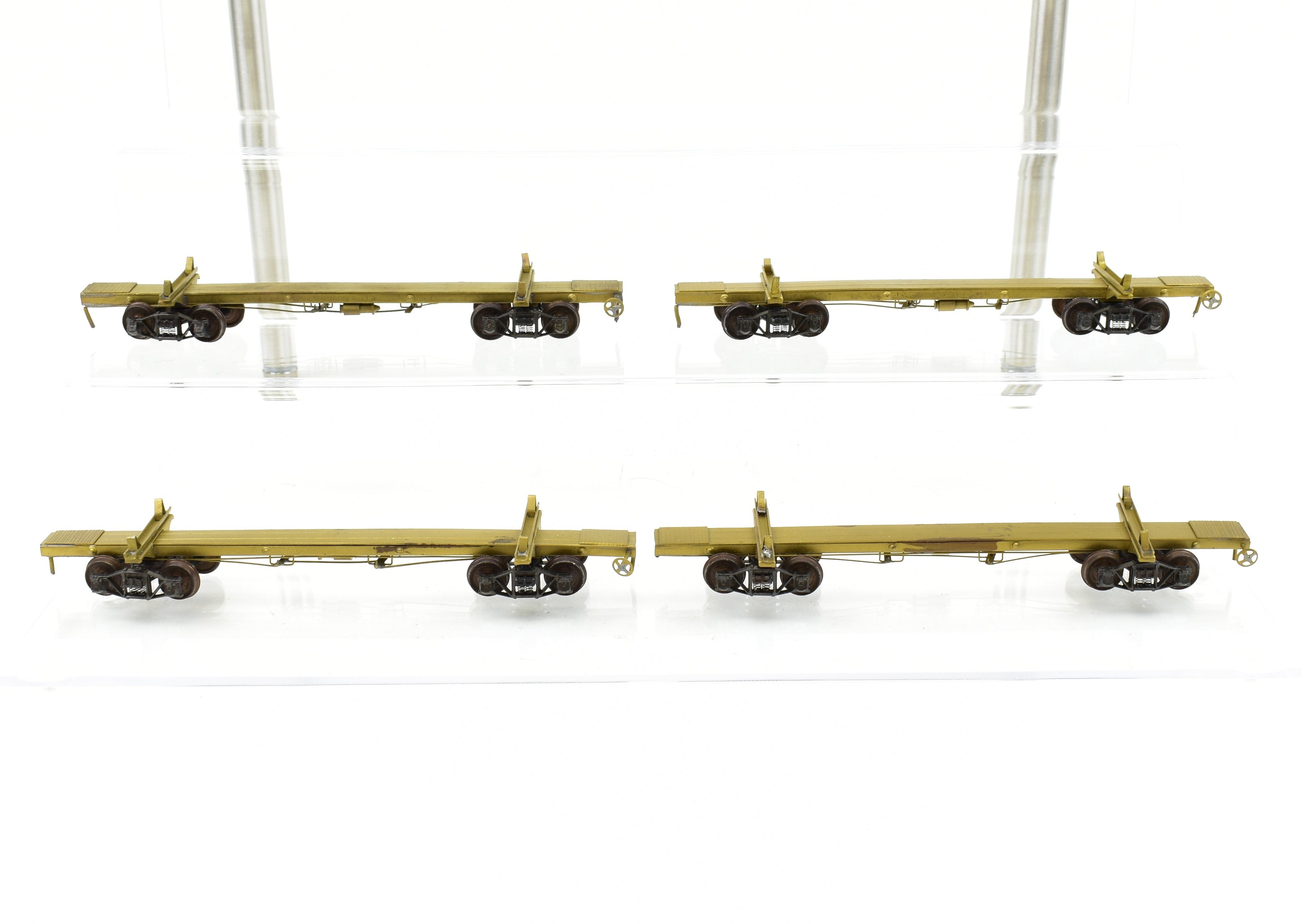 HO Brass 43' Skeleton Log Cars 4-Pack by Far East Distributors with Kadee Trucks #1