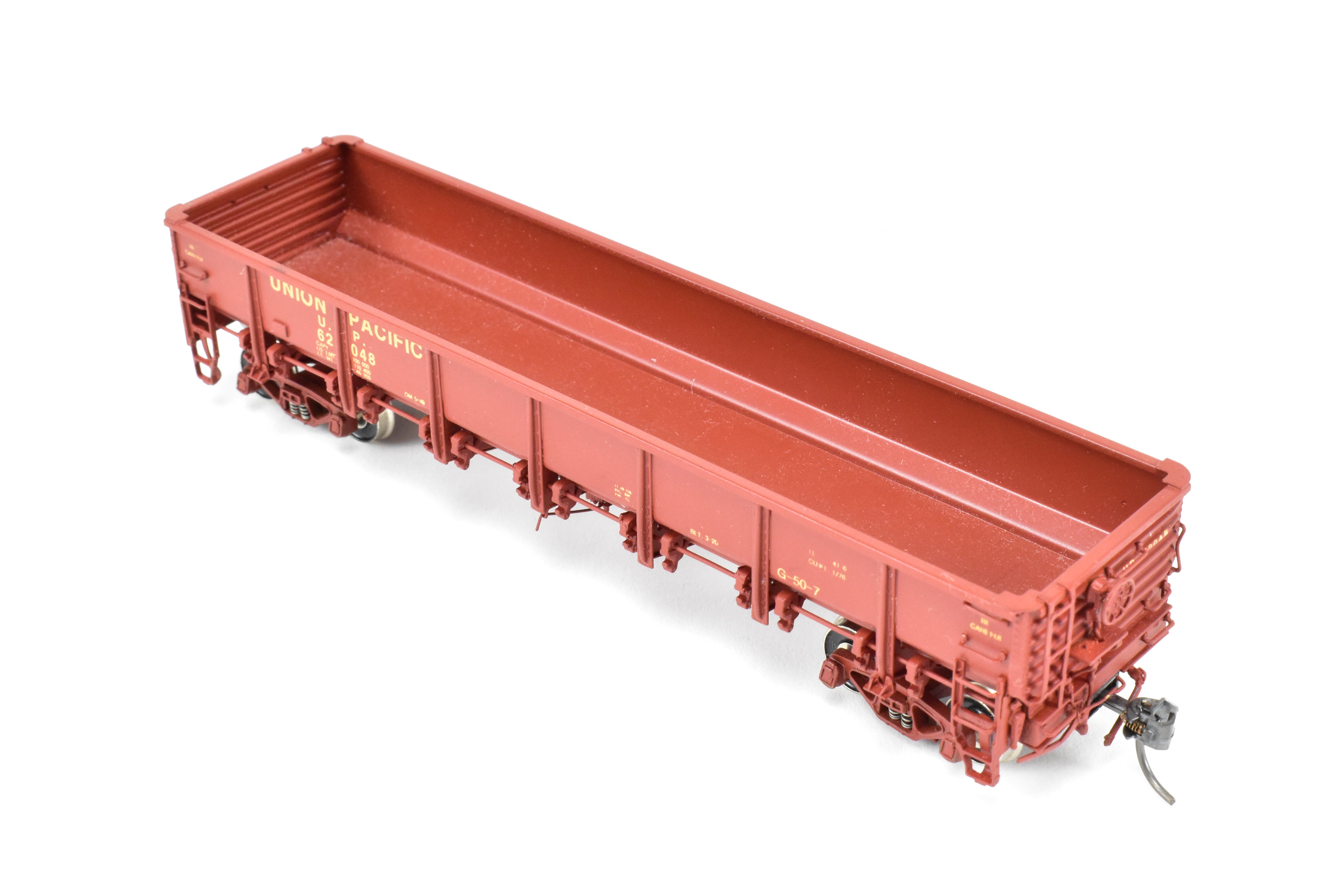 HO Scale Brass Gondola Model - Challenger Imports Union Pacific Class G50 - 7 Drop Bottom Gondola Version 1 with Single Side Sheets, Factory - Painted and Numbered FP #62048