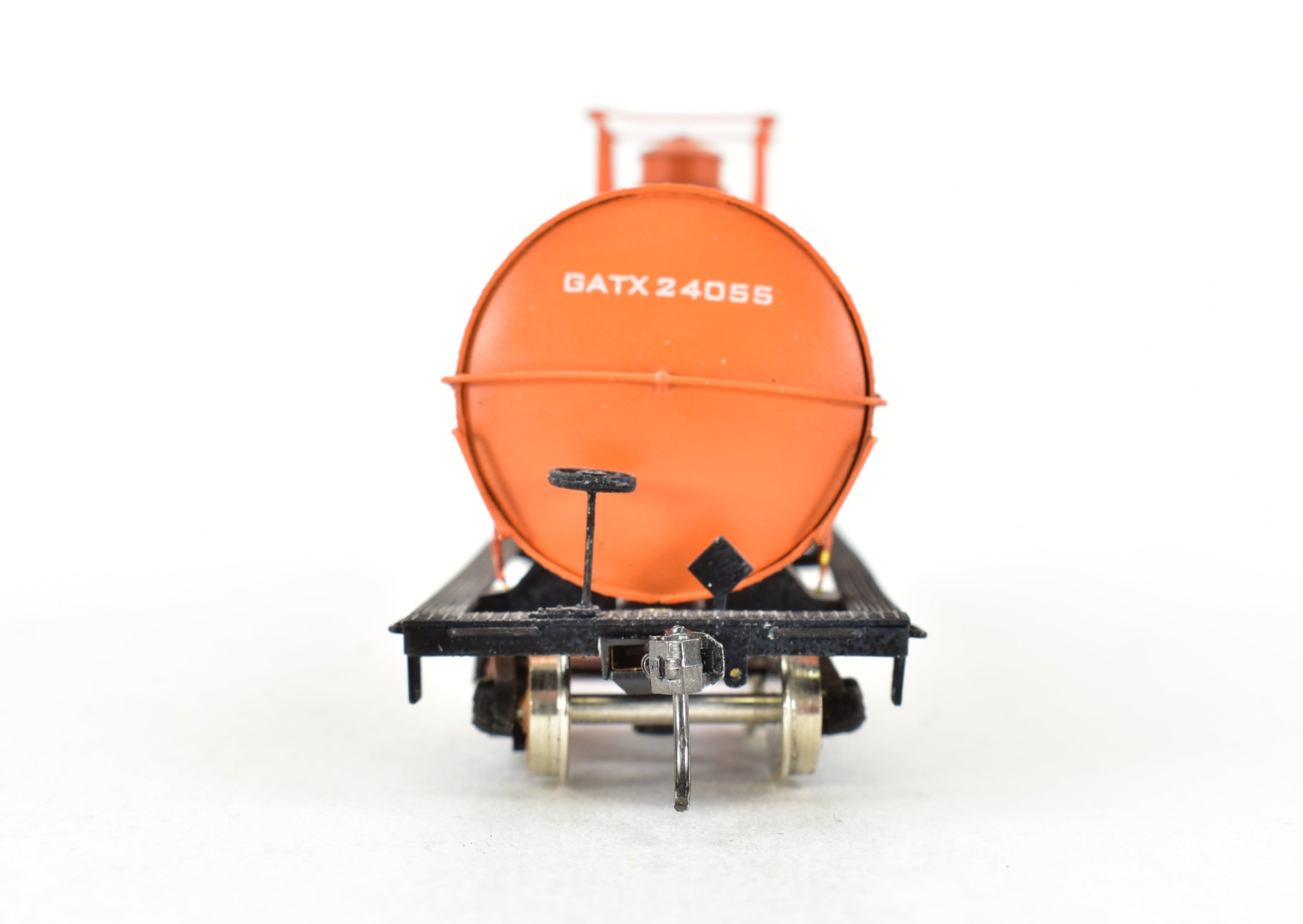 HO Scale Brass Precision Scale Co. 12,000 Gallon Weathered Orange Hooker Chemicals Tank Car Model with FP Design