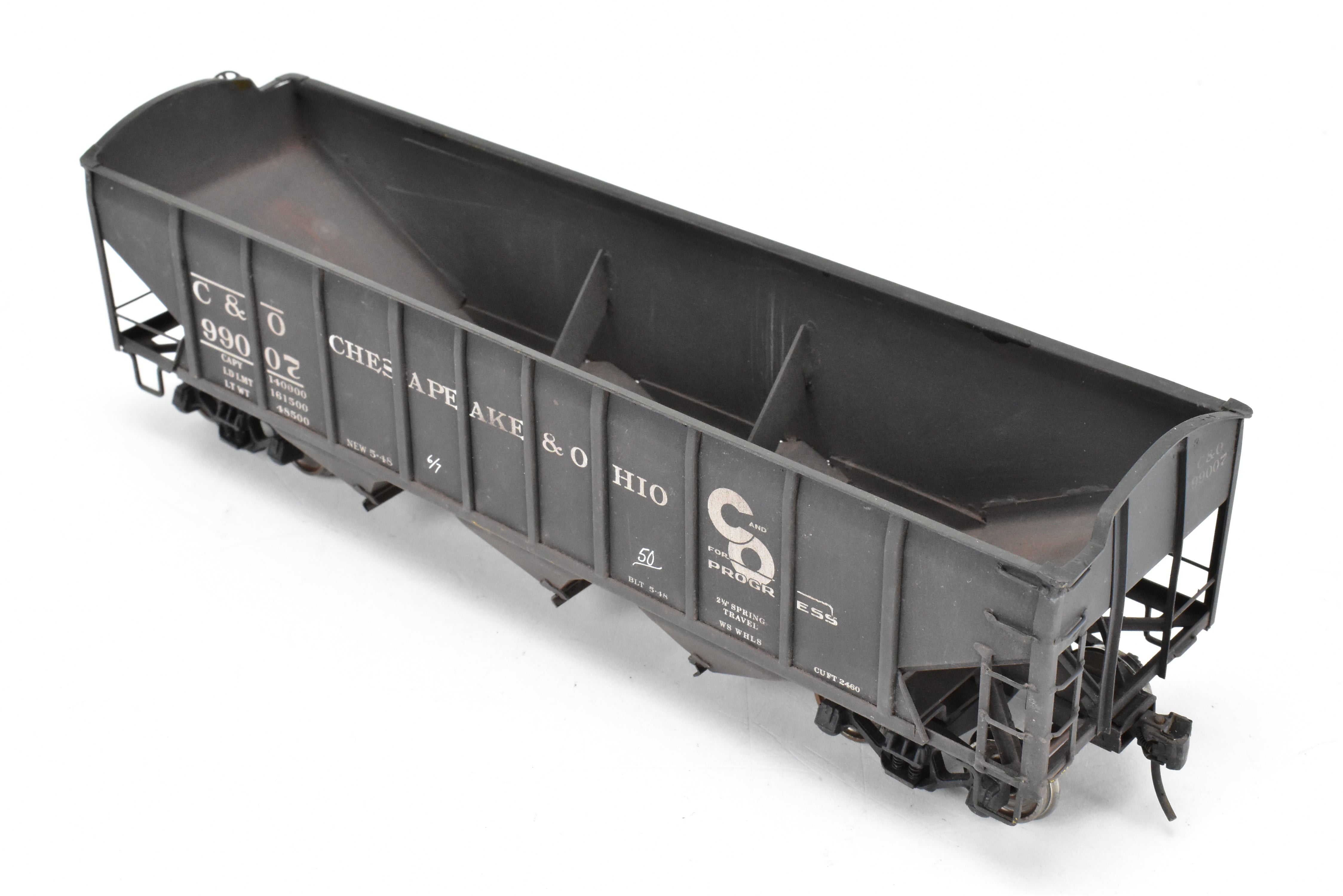 O Scale Custom Painted Brass US Hobbies C&O Triple Hopper #99007, No Box