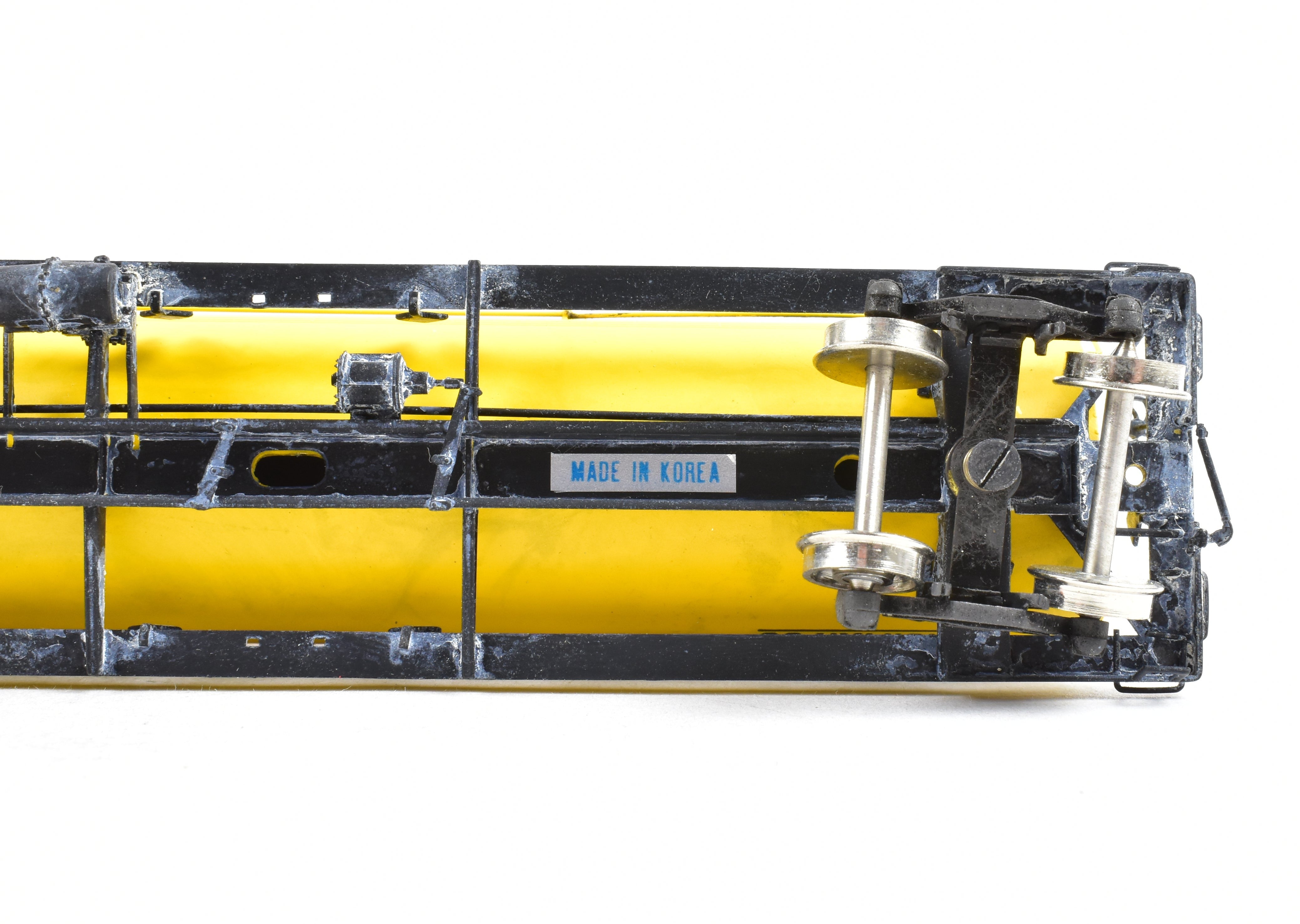 HO Scale Brass Precision Scale Co. (PSC) 12,000 Gallon Tank Car Factory-Painted in Yellow for Union Carbide, Various Roads Model