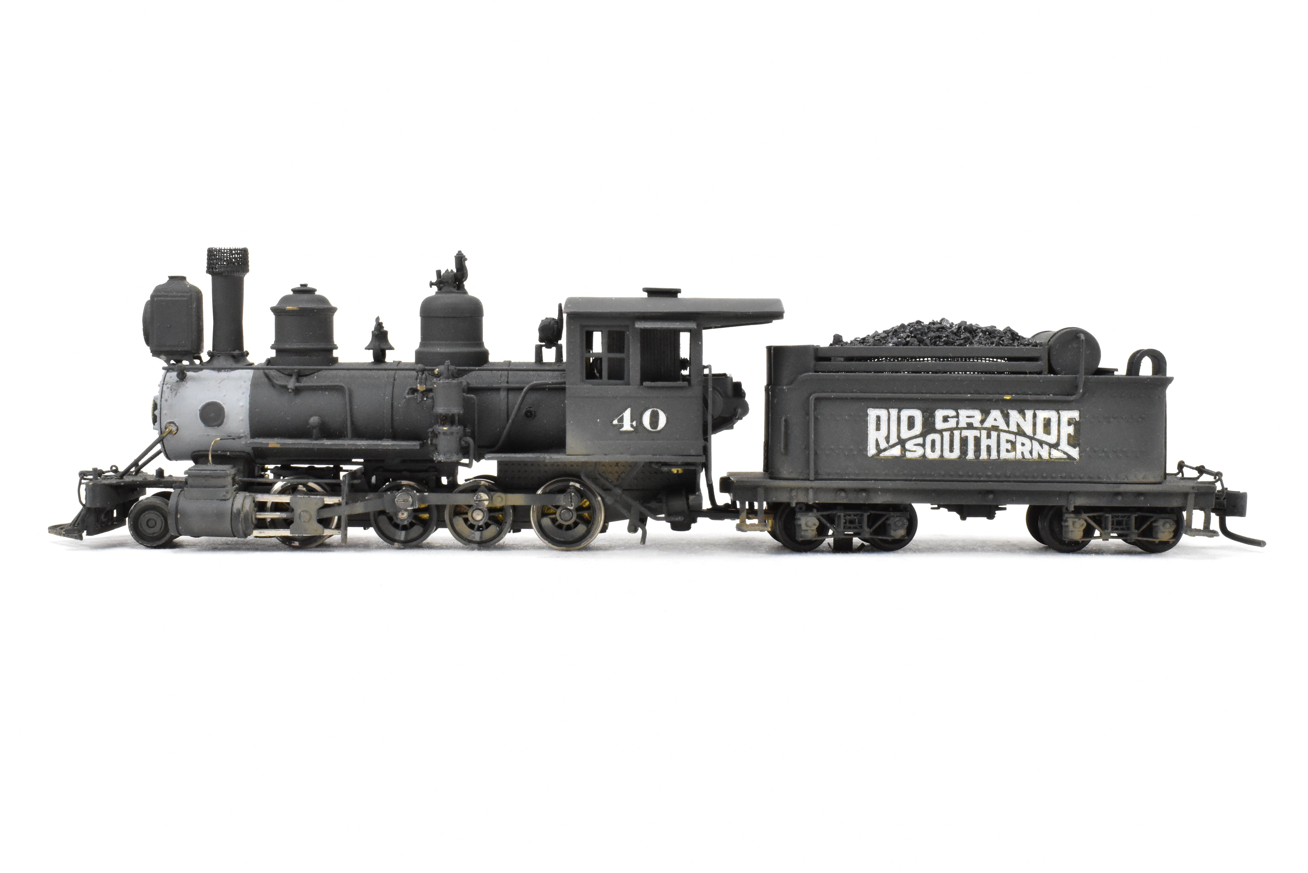 HOn3 Scale Brass Balboa Model Train - Rio Grande Southern C - 19 #40 2 - 8 - 0 Locomotive with Light Weathering and Added Details