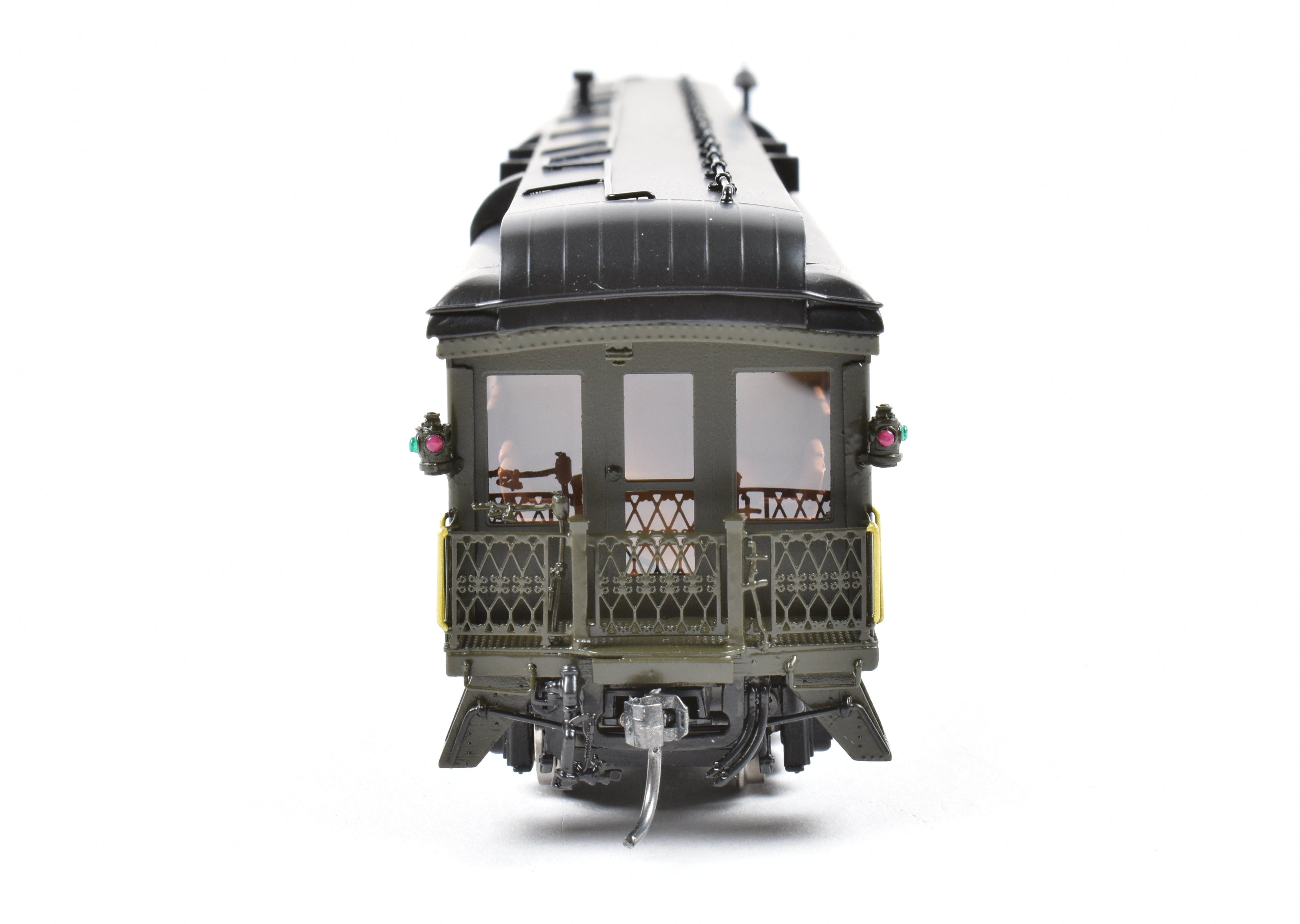High - Quality HO Scale New Brass Model of North Bank Line (NBL) and Great Northern (GN) A22 Business Car with Wood Sides in Pullman Green for Model Train Enthusiasts