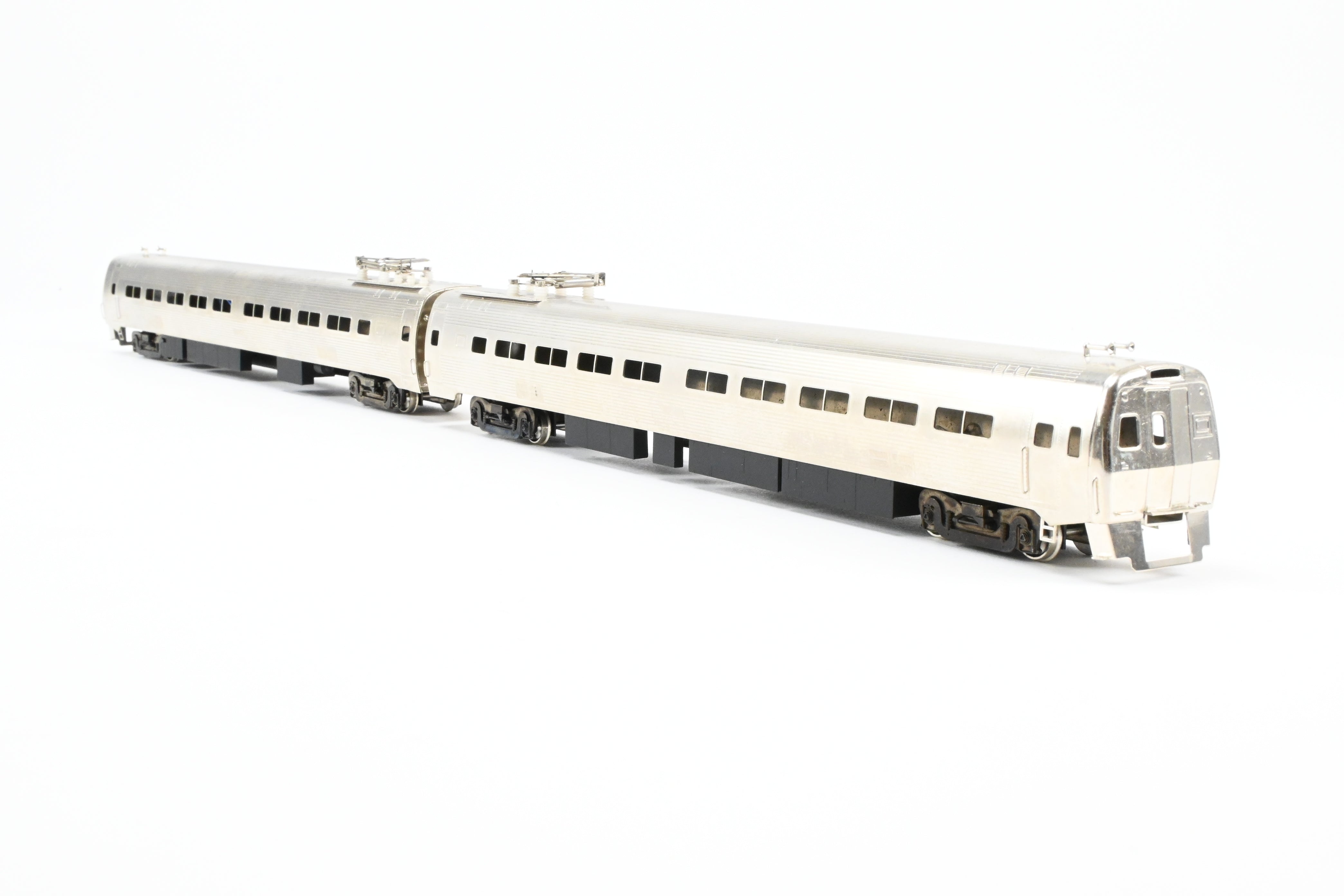 HO Scale Brass Gem Models Collectible PC - Penn Central/Amtrak Budd Metroliner 2-Car Set (1 Powered and 1 Non-Powered) with Factory Plated and Unlettered Finish