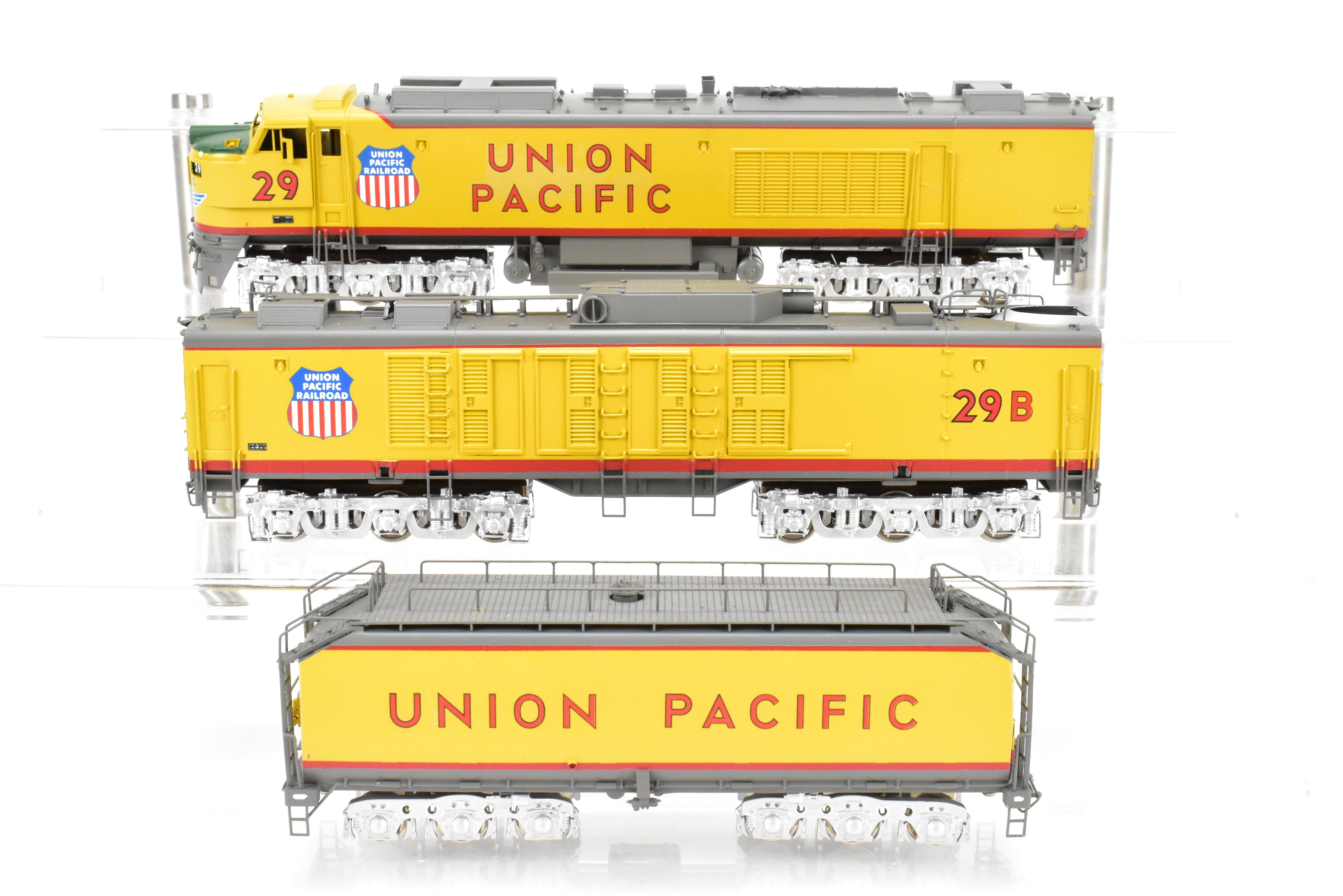 High - Quality HO Scale Brass Alco Models Union Pacific 3 - Unit Gas Turbine Electric Locomotive Set - Professionally Painted #29 & 29B