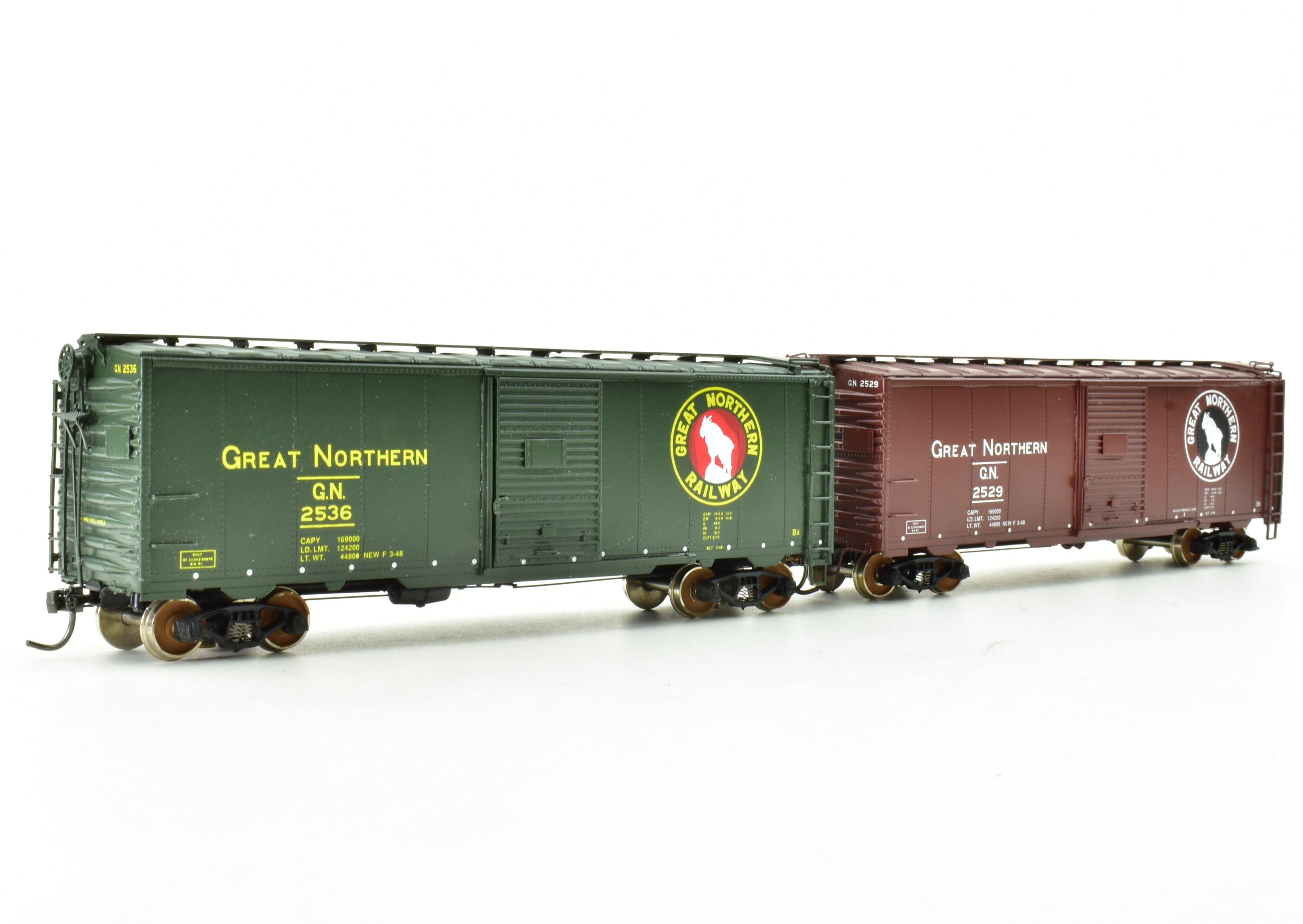 HO Scale Brass Precision Scale Co. (PSC) Great Northern (GN) 40-Foot Single Door Boxcars (Set of 2) - Without Original Boxes