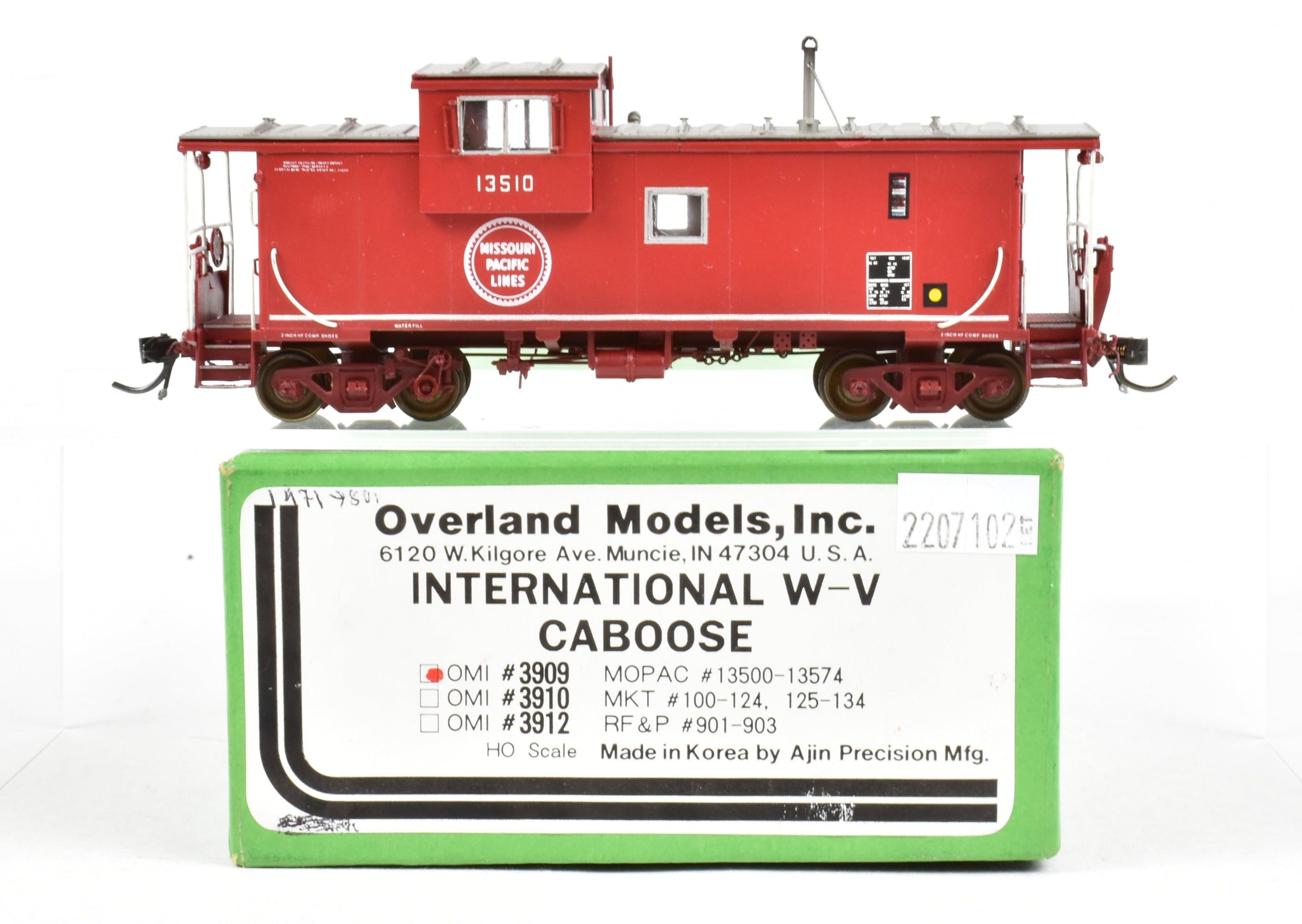 HO Scale Brass OMI Missouri Pacific International W-V Caboose, Pro-Painted & Weathered