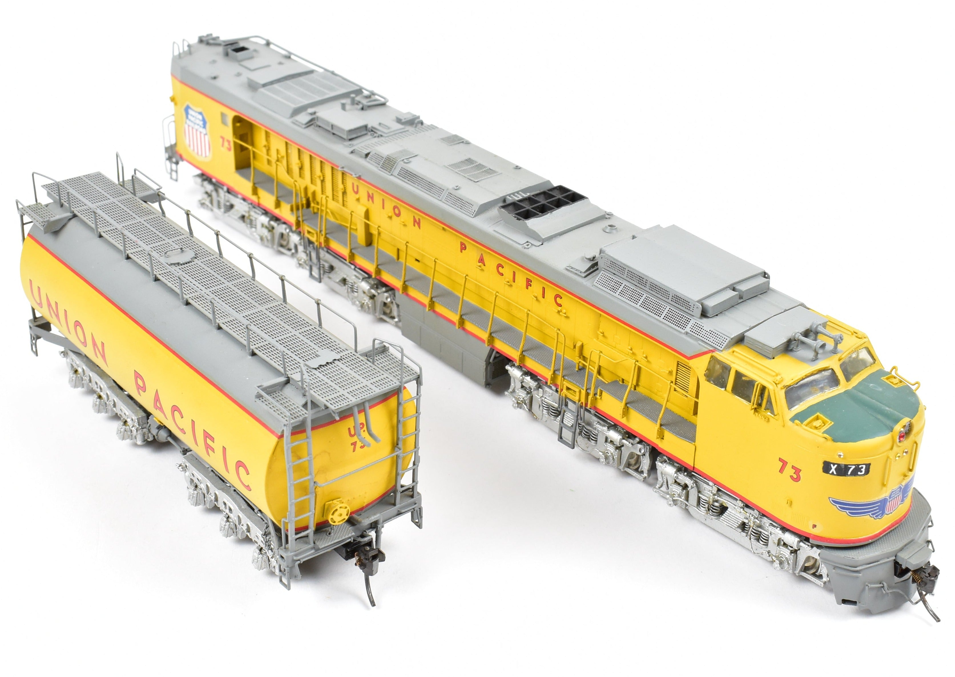 HO Brass OMI UP Union Pacific Veranda Turbine Round Tender #73 Custom Painted