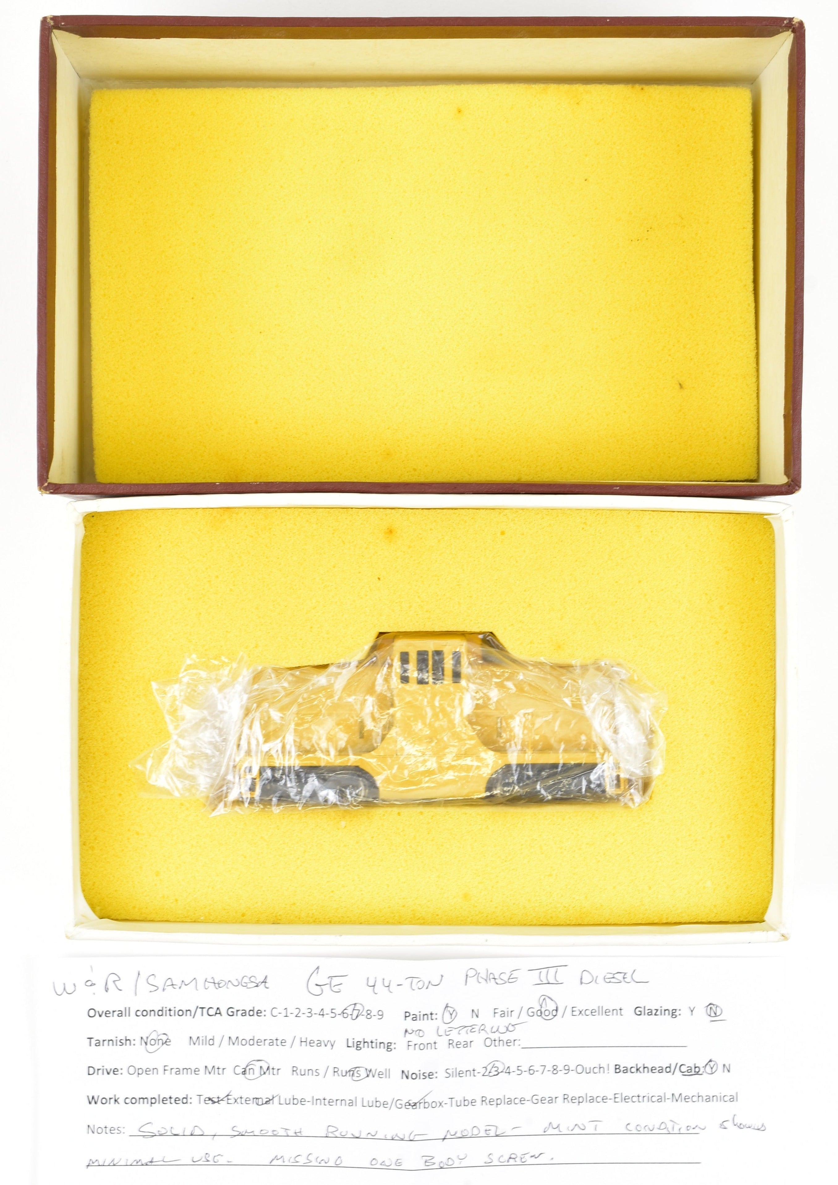 W&R Enterprises HO Brass 44-Ton GE Diesel Phase III, Custom Yellow 1986 Model