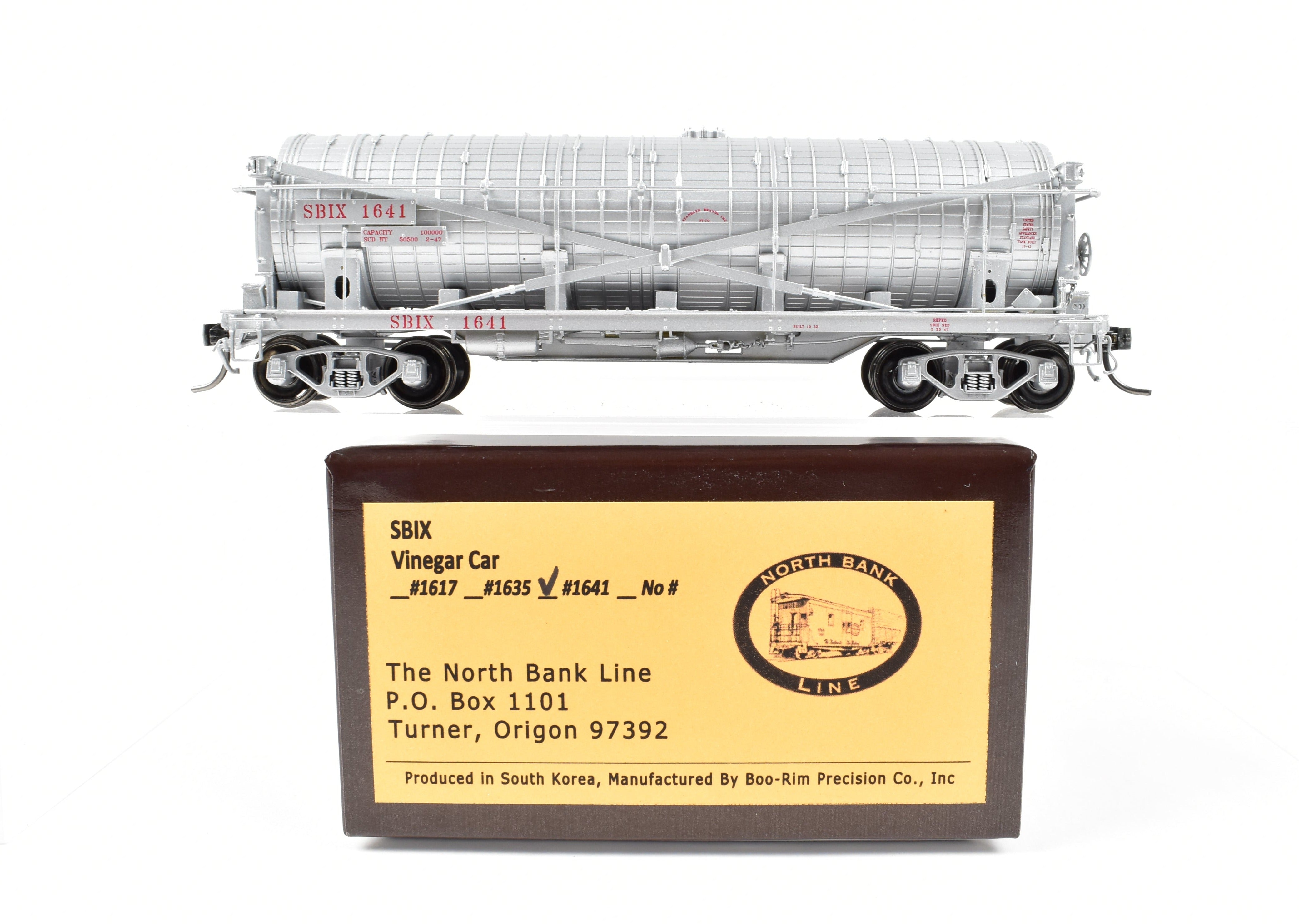 High - Quality HO Scale New Brass Model Train for North Bank Line, Standard Brand Vinegar Car with SBIX 1641 Specification