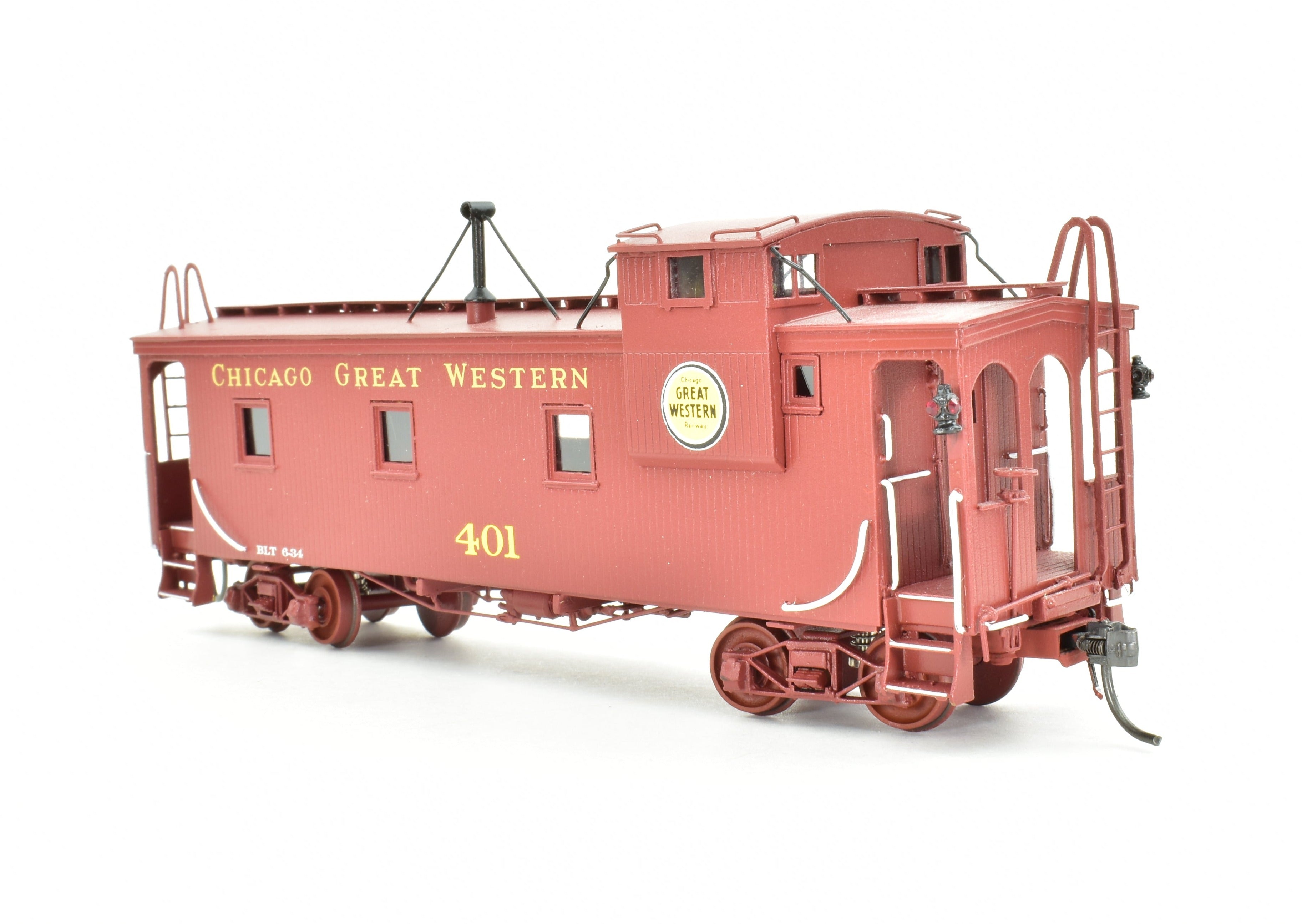 HO Scale Brass Oriental Limited Chicago Great Western Caboose with Professionally Painted Finish