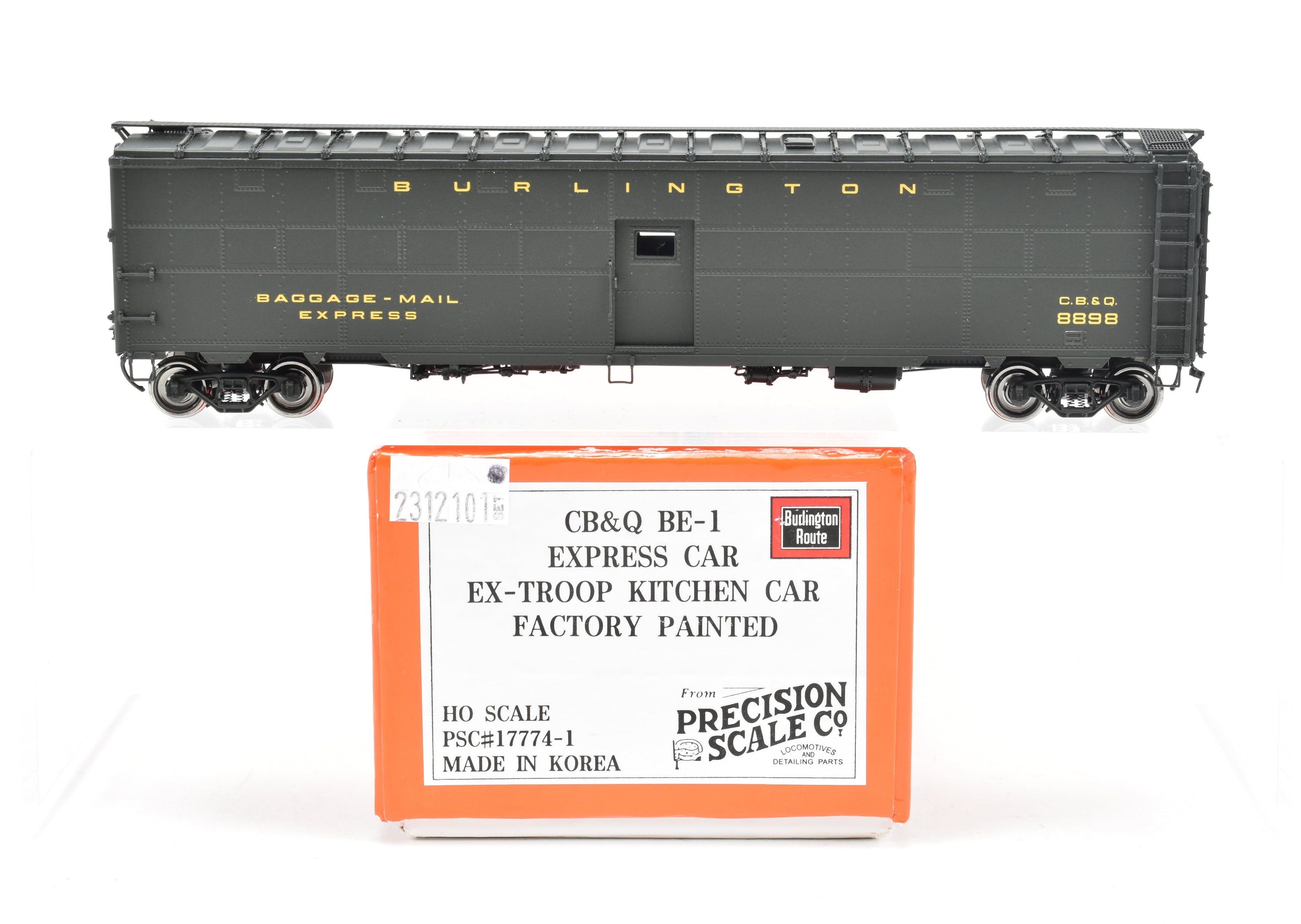 HO Brass Precision Scale Co. CB&Q Burlington Route BE-1 Express Car Factory Painted