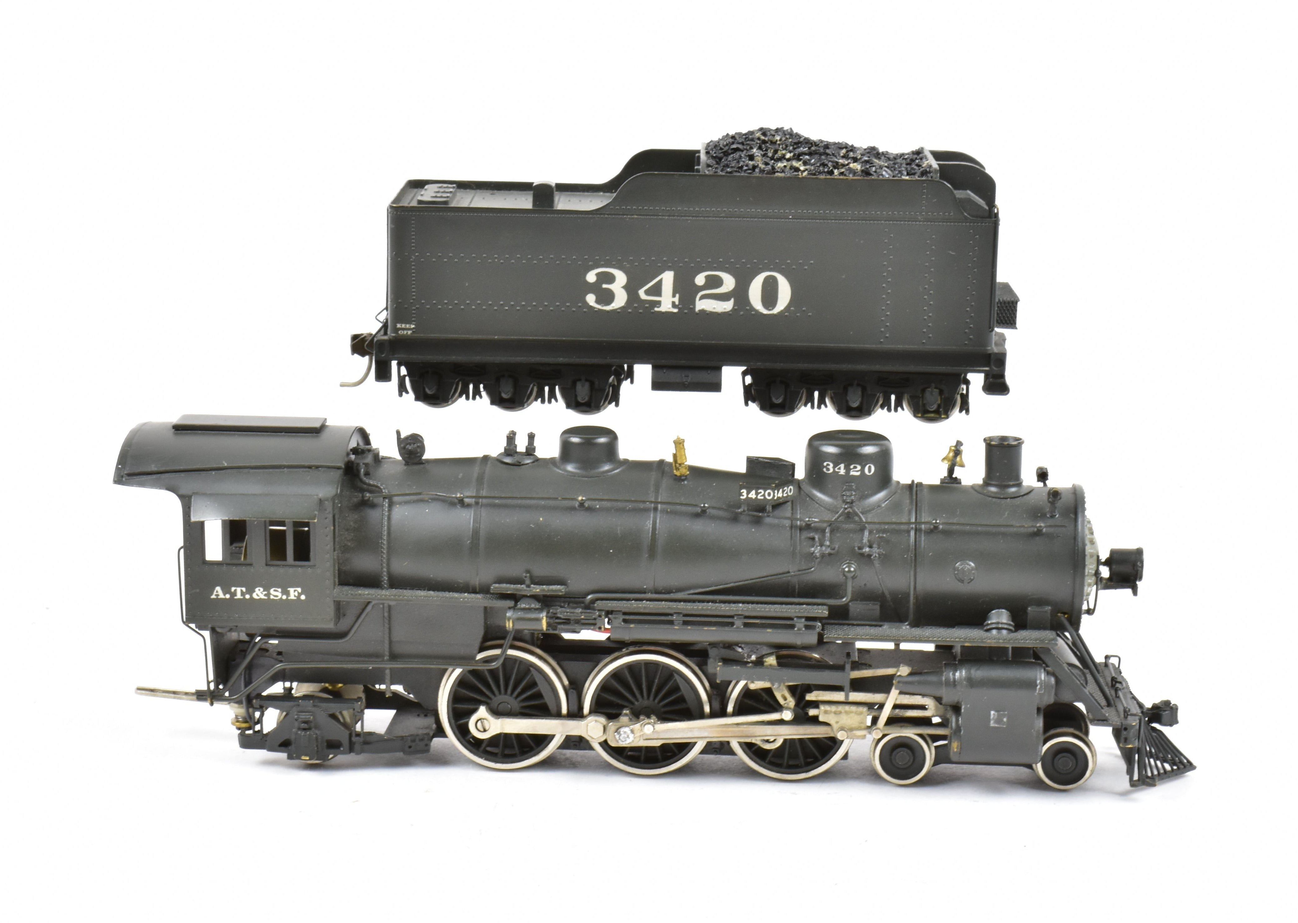 HO Scale Brass Model Train - Associated Hobby Manufacturers (AHM) HCB AT&SF - Santa Fe 3400 Class 4-6-2 Custom Painted Steam Locomotive