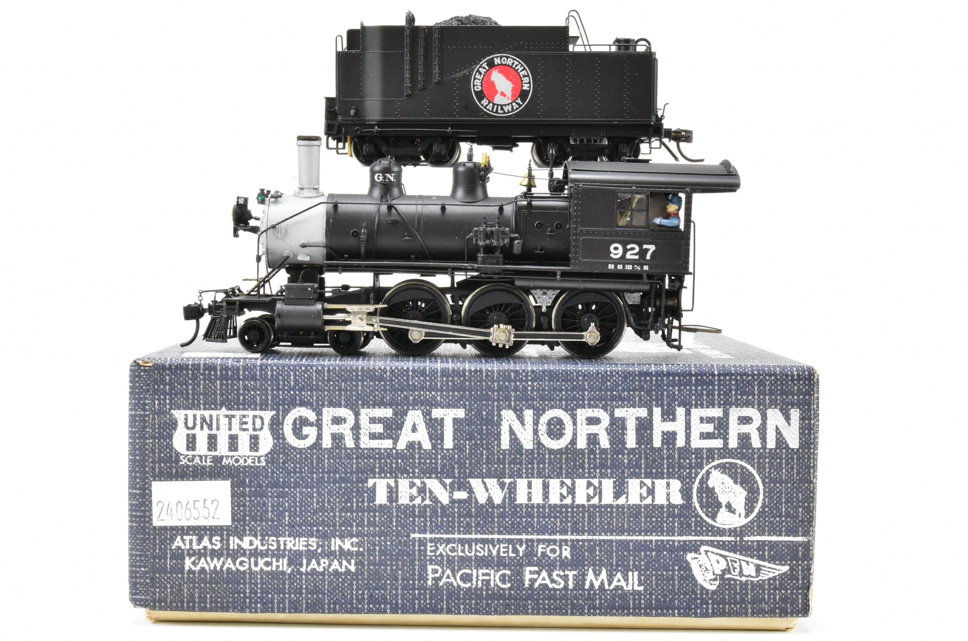 High - Quality HO Scale Brass Pacific Fast Mail (PFM) United Great Northern E - 6 4 - 6 - 0 Ten Wheeler Professionally Painted Model Locomotive #927