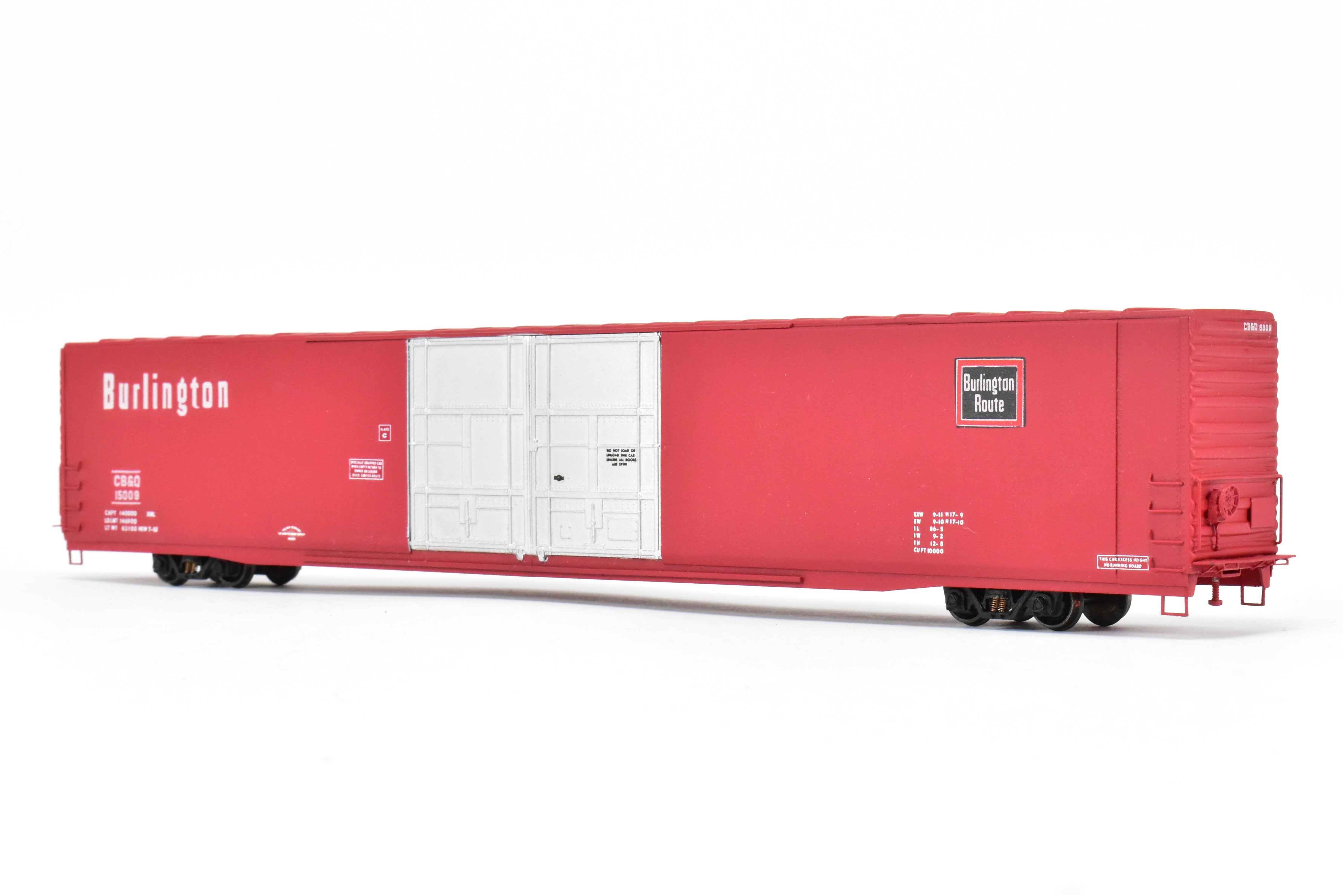 HO Scale Brass Model Trains - HO Brass Trains Inc. CB&Q Burlington Route 86-Foot High-Cube Boxcar Model CP CB&Q 15009