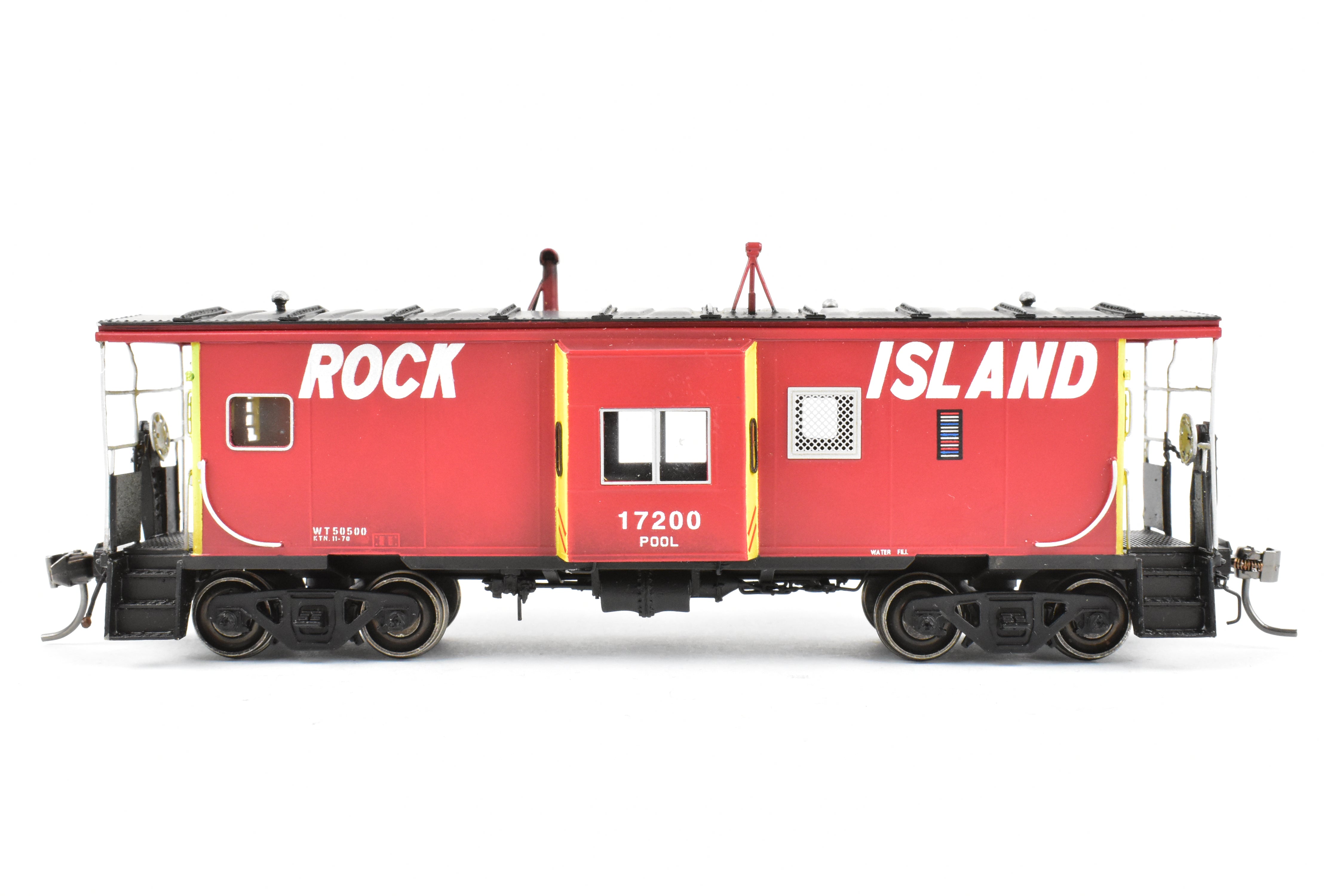 HO Scale Brass Model - Overland Models, Inc. (OMI) CRI&P Rock Island Bay - Window Caboose, Freight/Passenger #17200 with Light Weathering