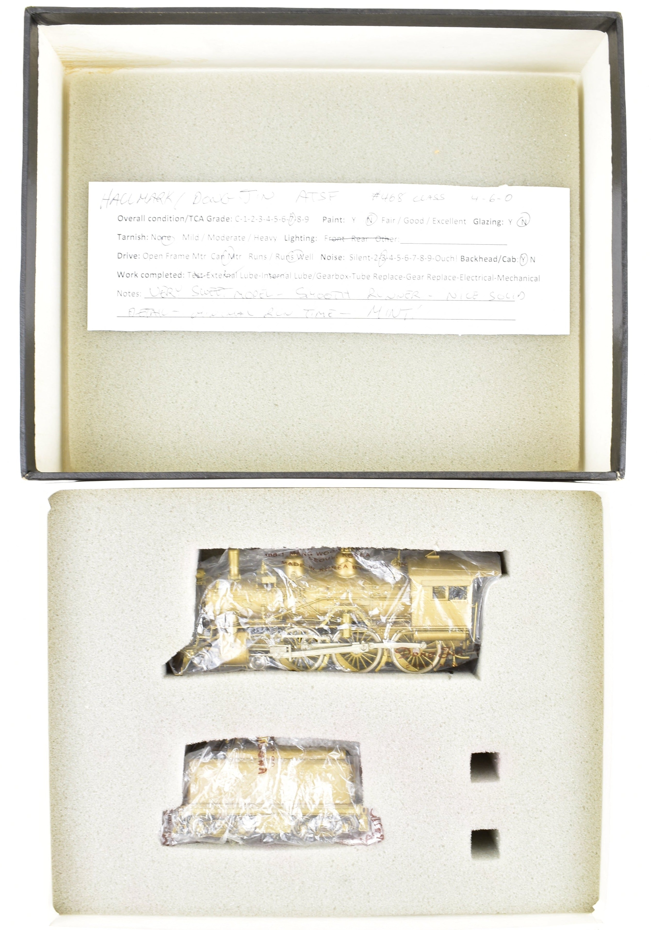 1985 HO Brass Hallmark Models ATSF Santa Fe #468 Class 4-6-0 Locomotive