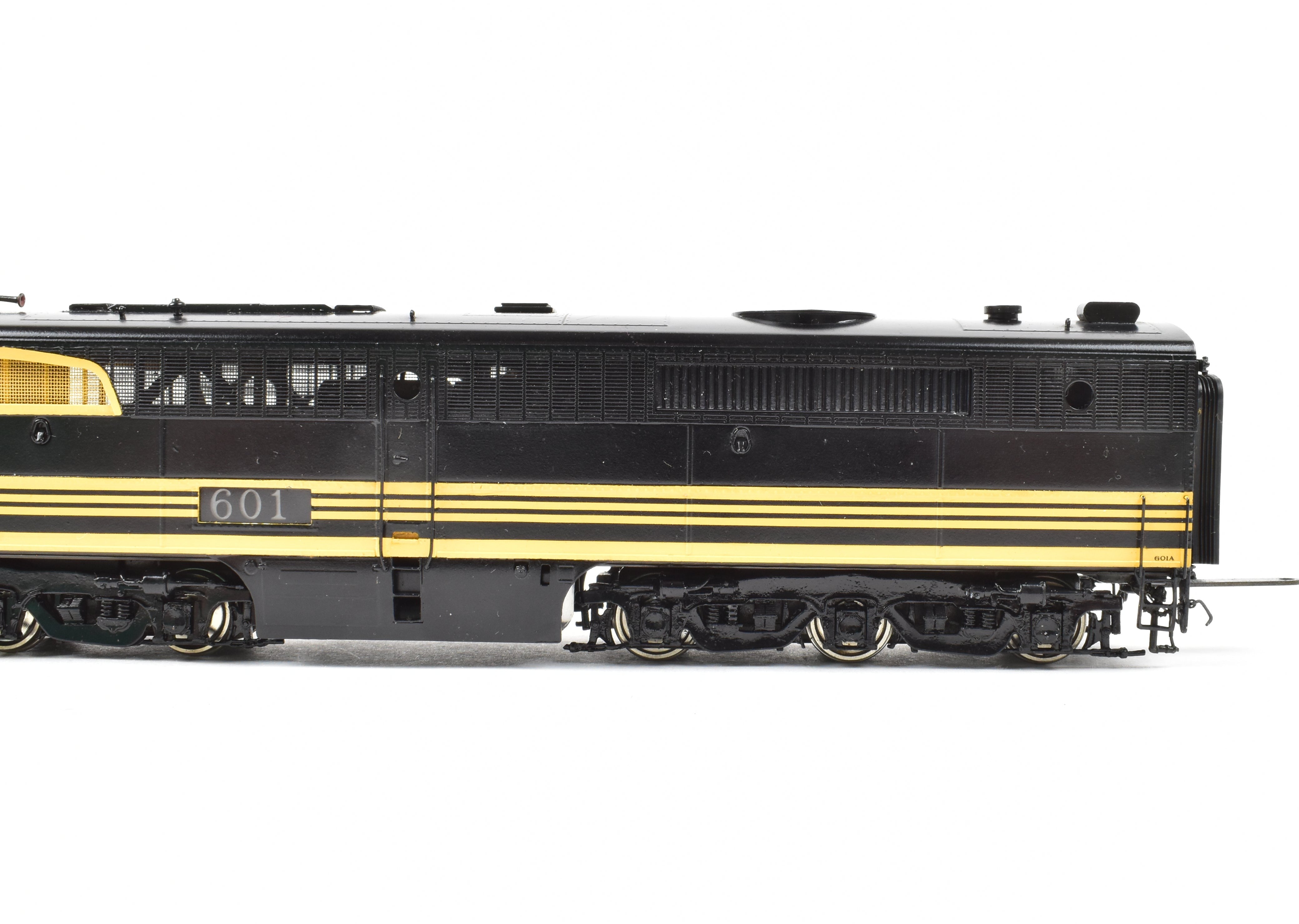 HO Scale Brass Model Train Key Imports D&RGW - Denver & Rio Grande Western Alco PA A/B/A Set Locomotive in Black and Yellow Color Scheme