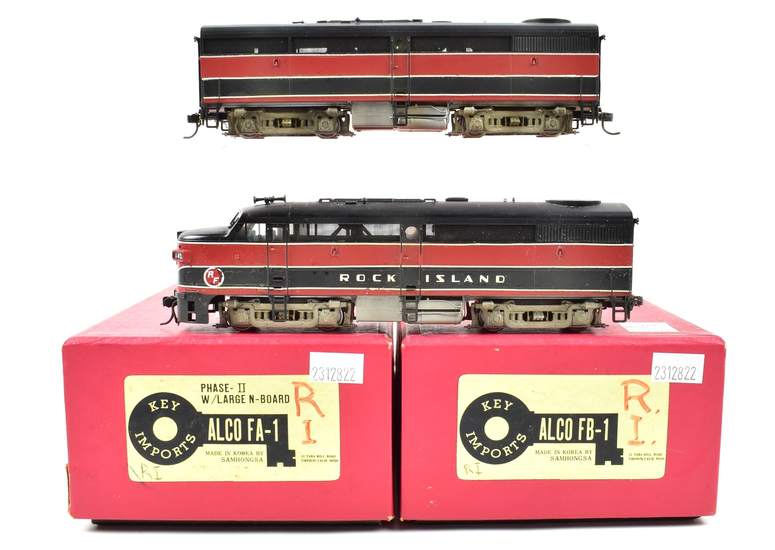 HO Scale Brass Model Train Key Imports CRI&P - Rock Island l ALCO FA-1/FB-1 Set Phase II CP and Weathered Version No. 145