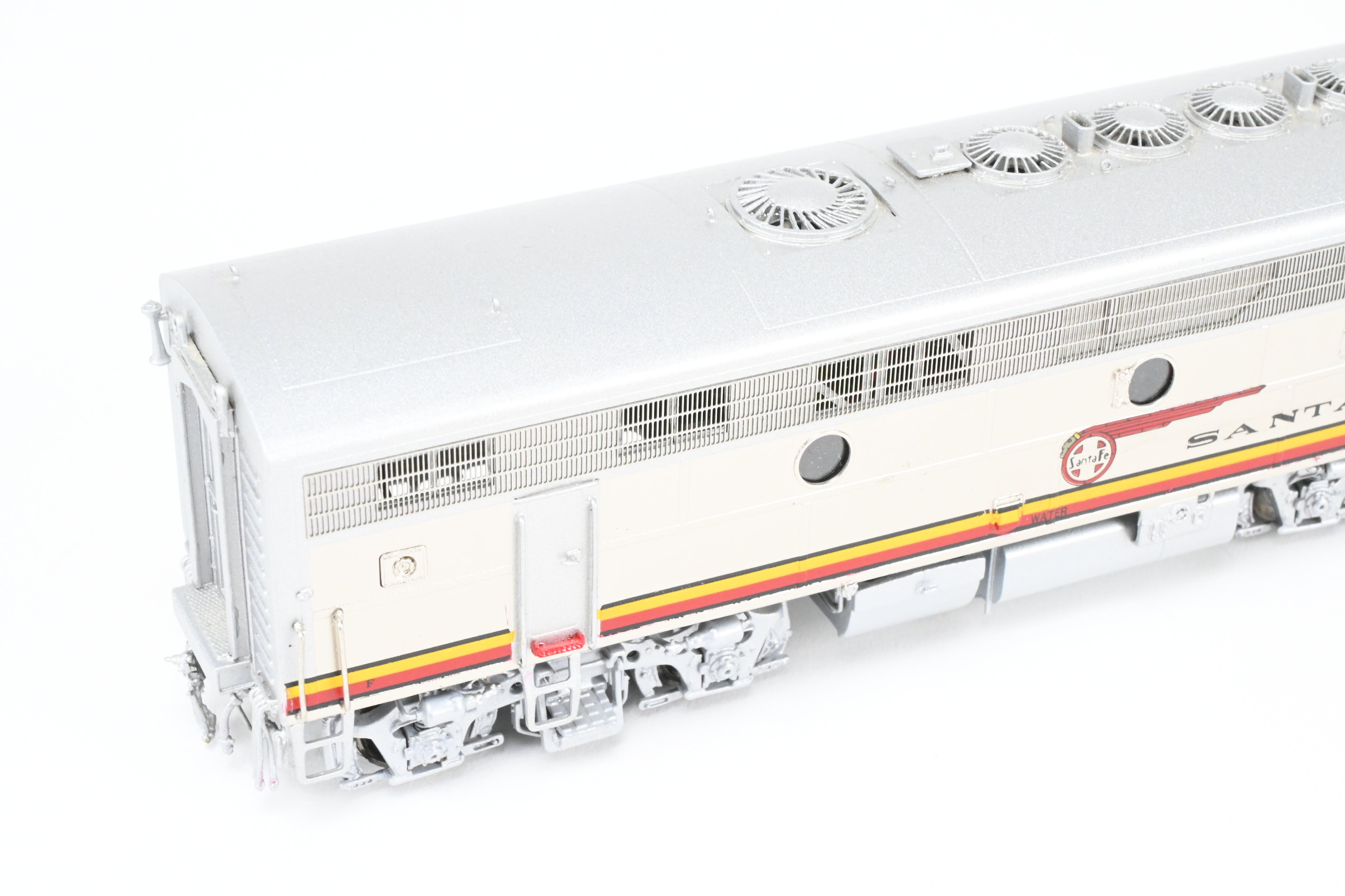 HO Scale Brass Model Train Set - Overland Models Inc. ATSF - Santa Fe EMD F7 A - B - B - A Set #1 (1950's Era FP) with Cars #42L, 42A, 42B, 42C
