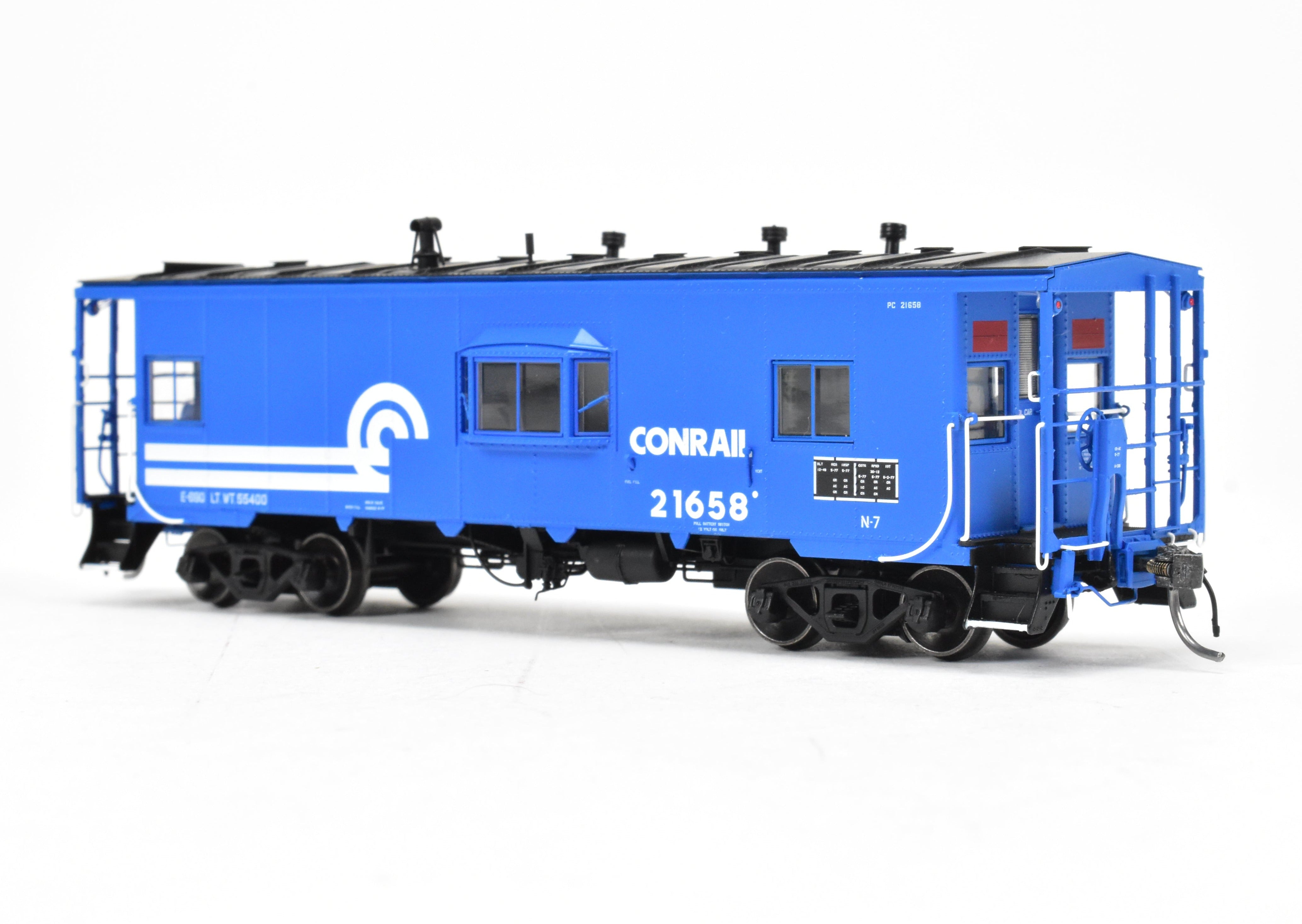 HO Scale Model Train - Conrail N7 Class Steel Bay Window Caboose 1977+ F/P No. 21658 by Tangent Scale Models