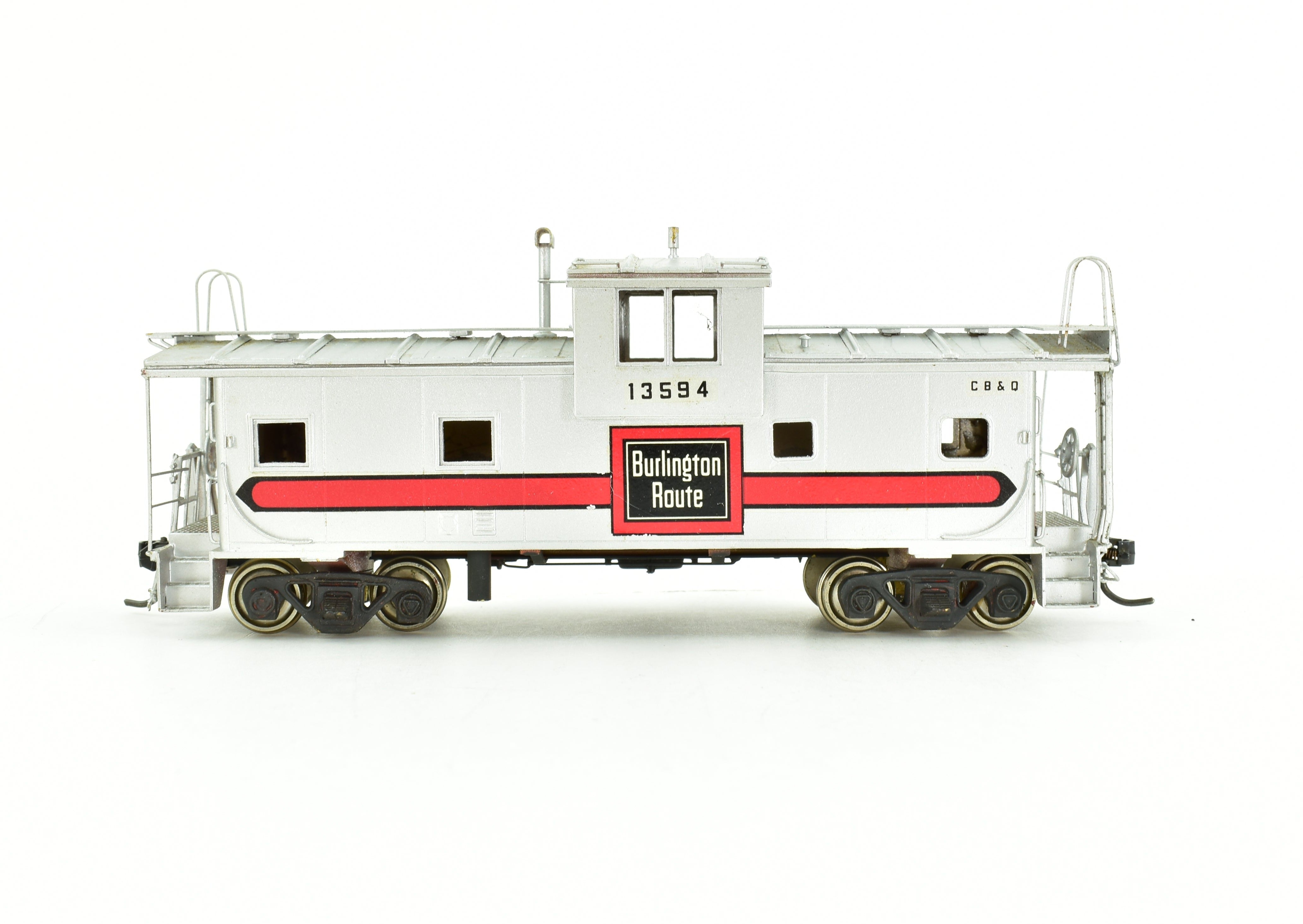 HO Scale Brass Model of Oriental Limited CB&Q - Burlington Route NE - 13 Wide Vision Waycar Steel Caboose CP for Model Train Enthusiasts