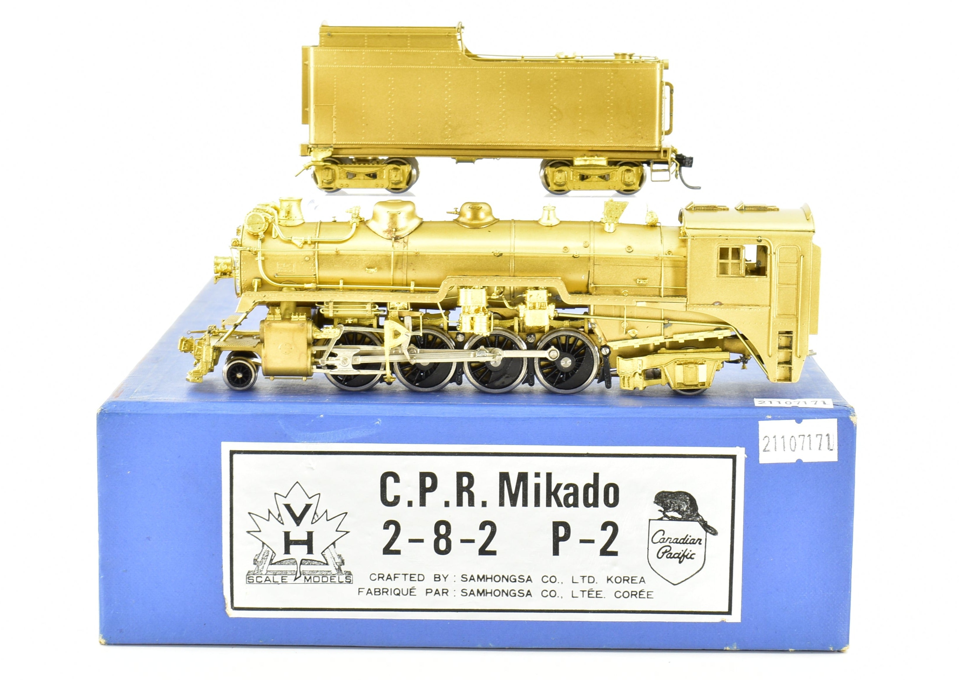 HO Scale Brass PFM - Van Hobbies CPR Model Train - Canadian Pacific Railway 2-8-2 P2 Mikado Steam Locomotive from 1981 Production Run
