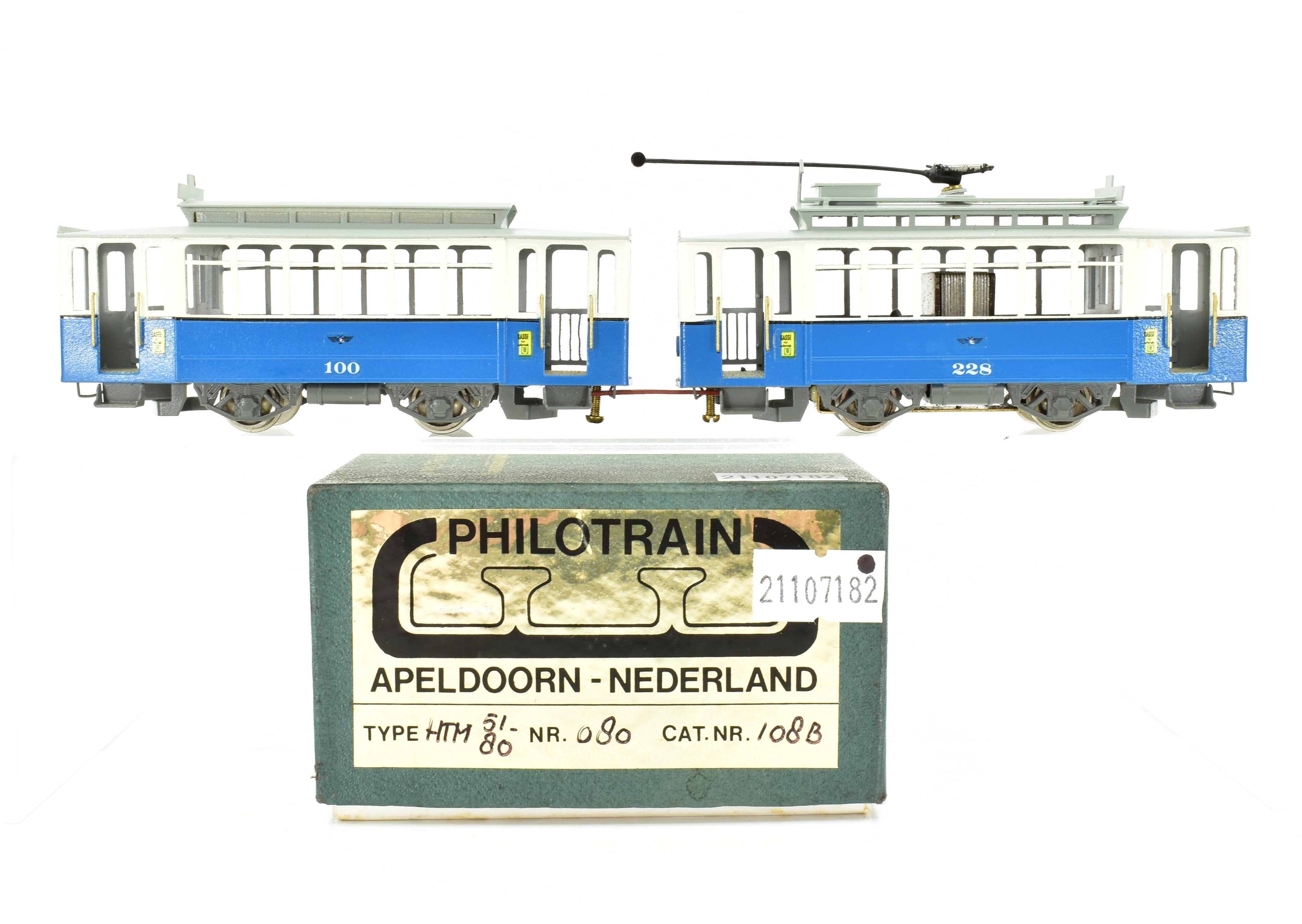 Collectible HO Scale Brass Philotrain Apeldoor - Nederland Type HTM 51 - 80 Painted Tram Set Model