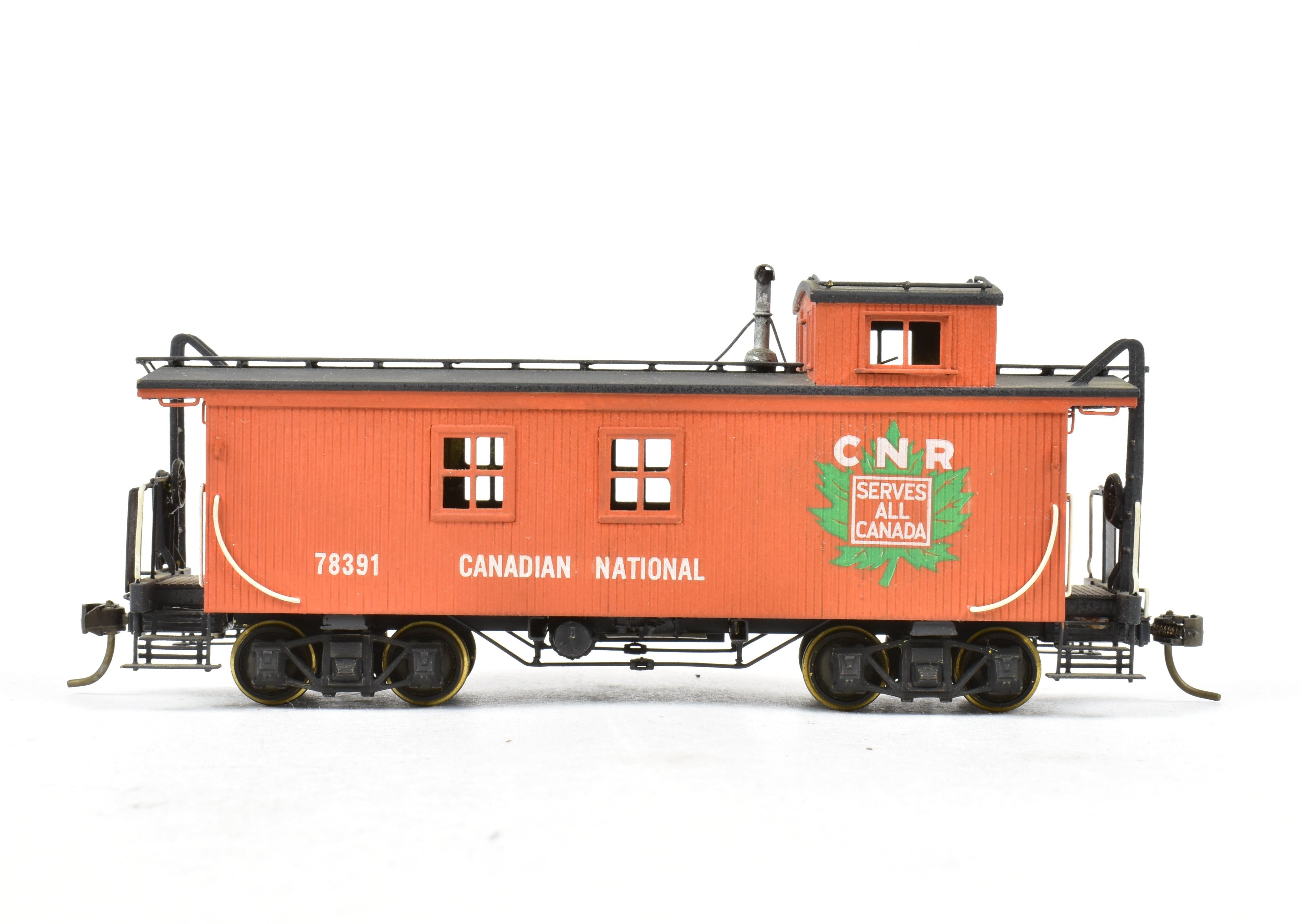 Custom Painted HO Brass PFM Canadian National Railway Wood Caboose #78391 by Van Hobbies