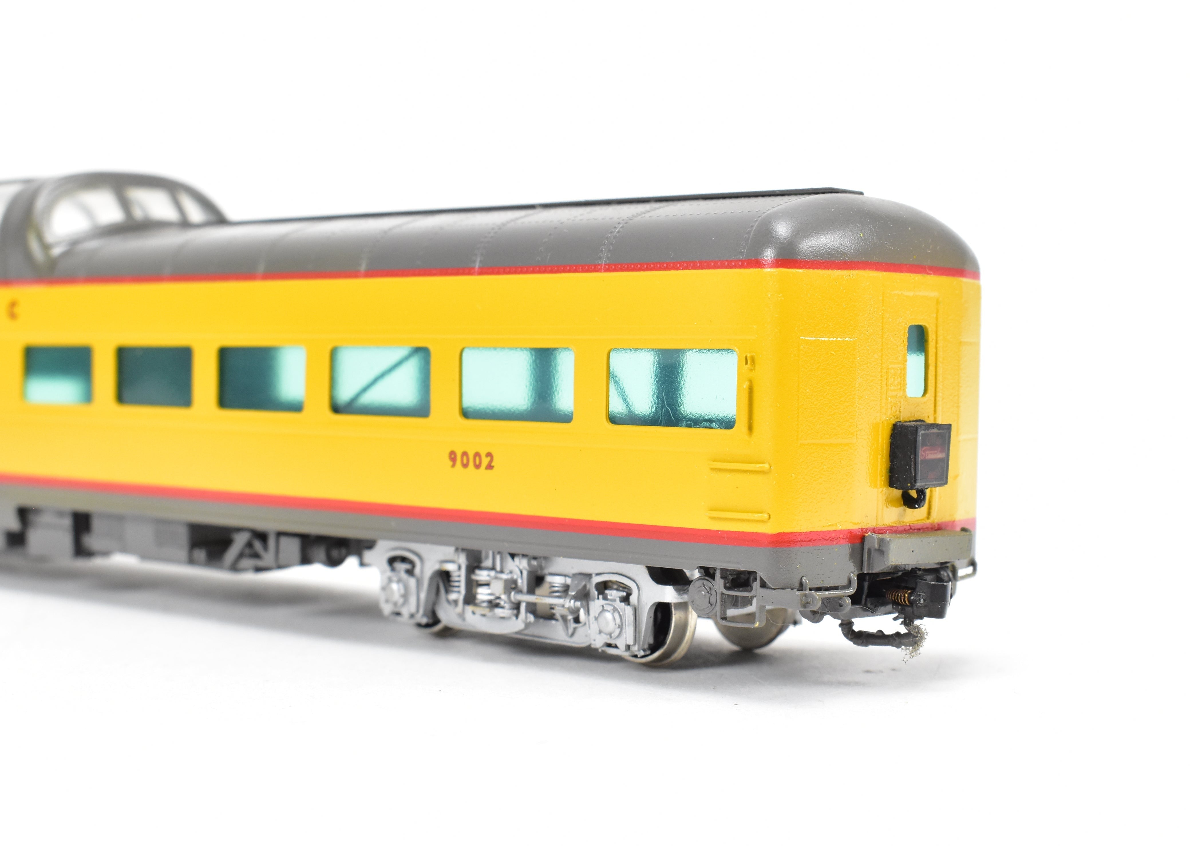 HO Scale Brass Model - Wasatch Model Co. Union Pacific ACF 1955 9000 Series Dome Lounge Observation Car Modified for Mid - Train Service, Car Number #9002