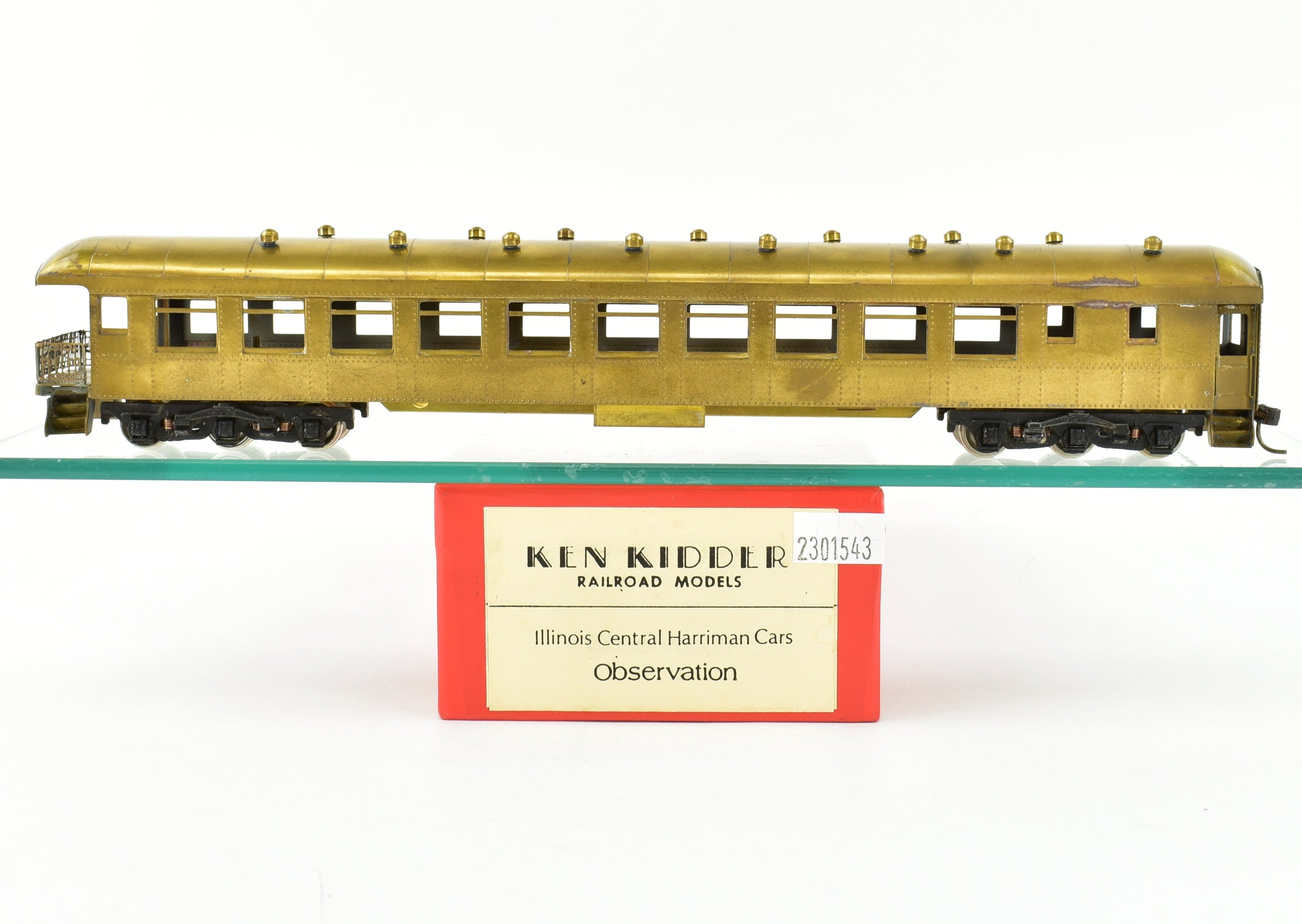 HO Scale Brass Ken Kidder Illinois Central Harriman Observation Car with CV Trucks