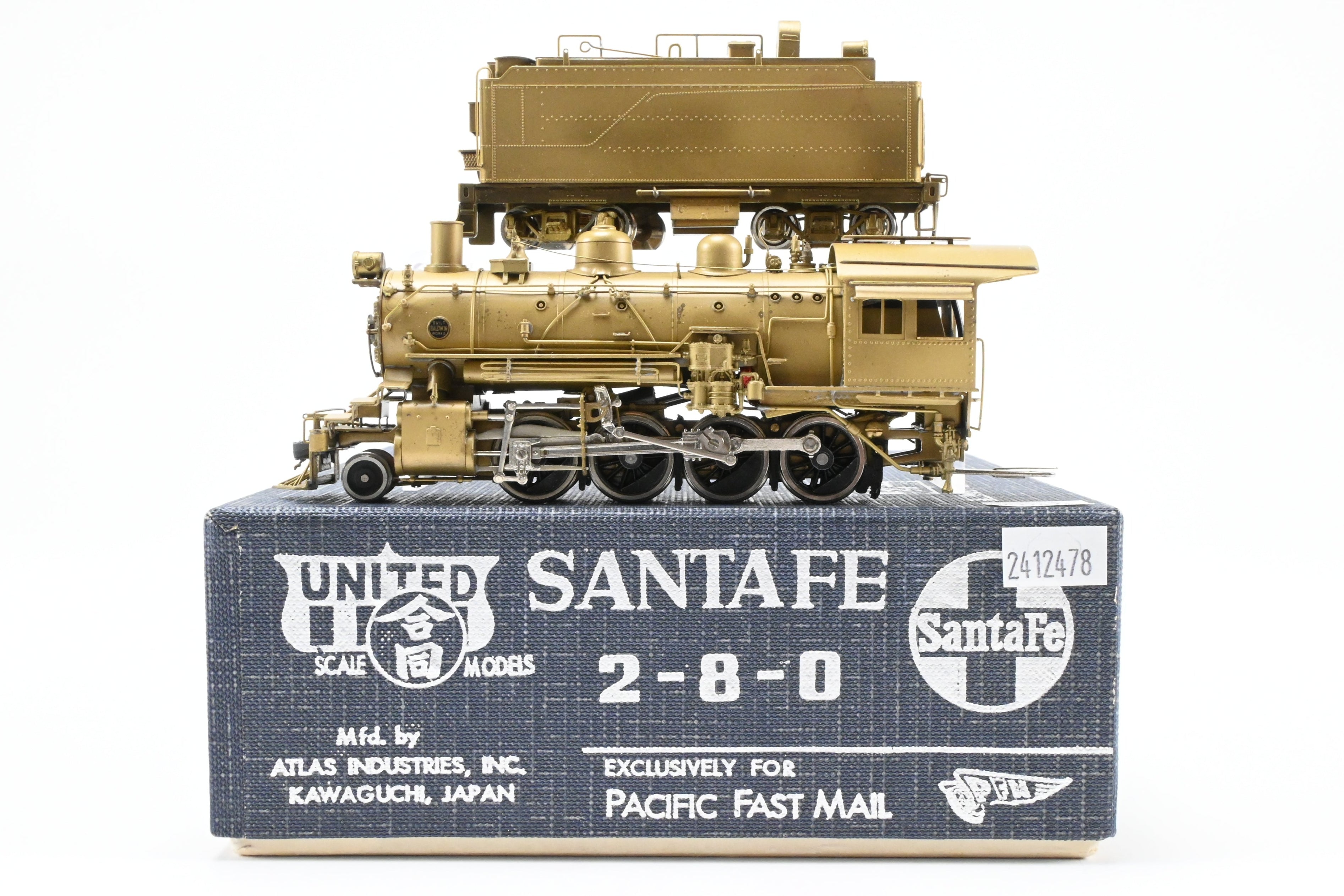 High - Quality HO Scale Brass Pacific Fast Mail Model of United ATSF - Santa Fe 2 - 8 - 0 Locomotive from the 1950 Class with 1975 Last Run