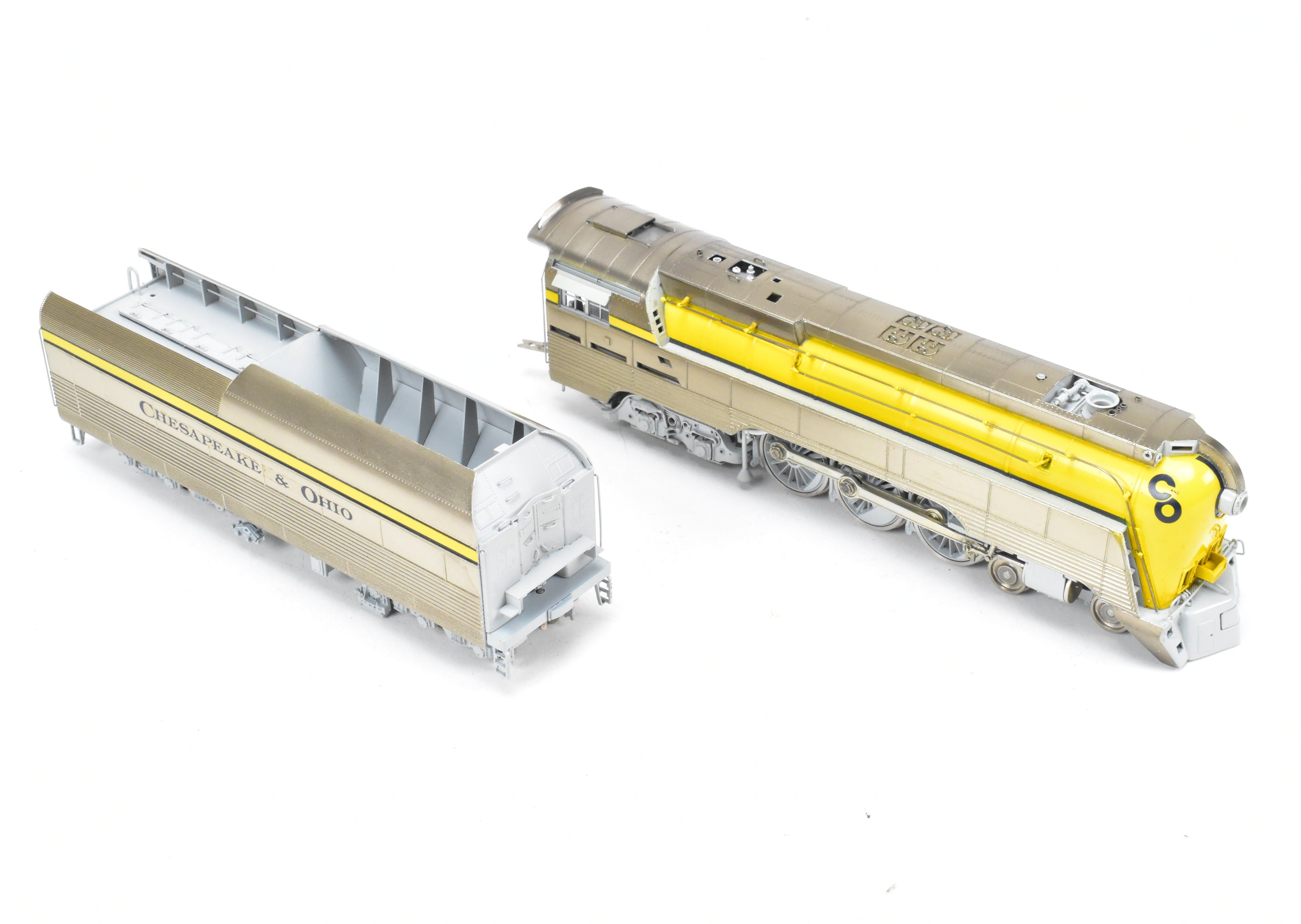 HO Scale Brass Model Train - Precision Scale Co. Chesapeake & Ohio Class L-1 Streamlined 4-6-4 Hudson FP in Stunning Yellow Color